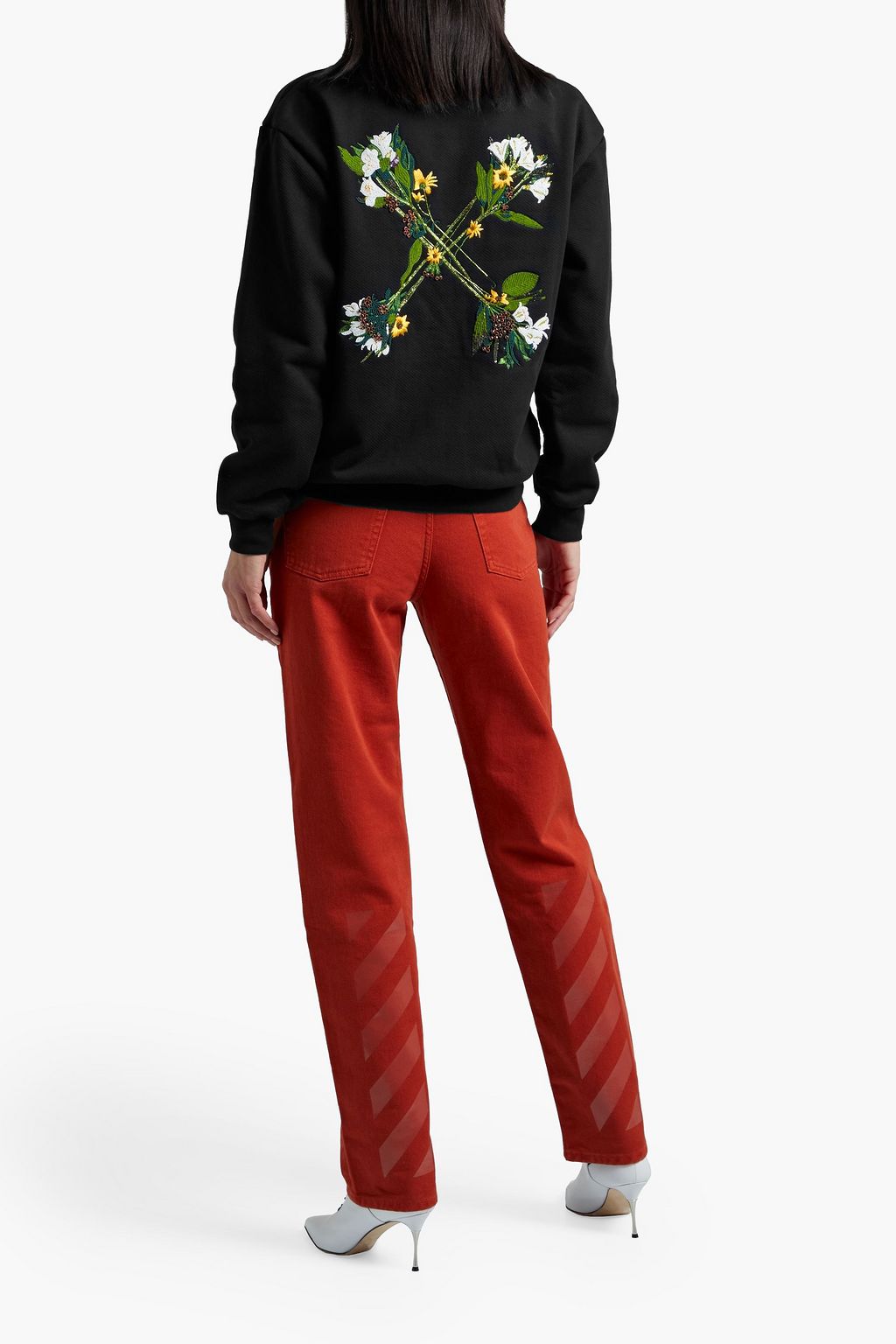 OFF-WHITE™ Embellished French cotton-terry sweatshirt