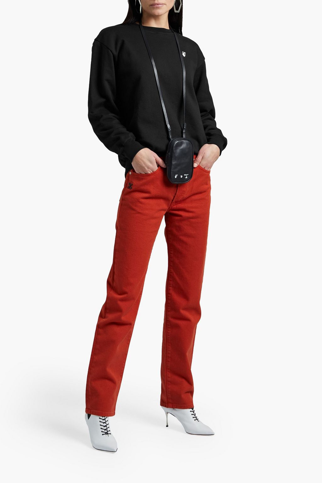 OFF-WHITE™ Embellished French cotton-terry sweatshirt