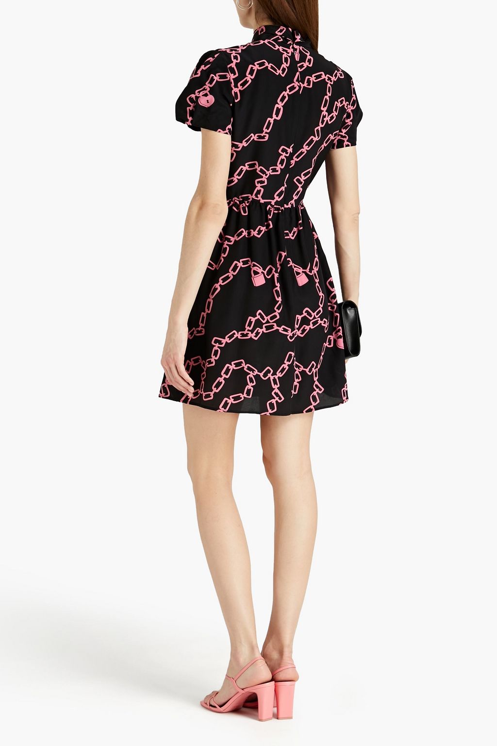 REDVALENTINO Pussy-bow printed silk crepe de chine mini dress