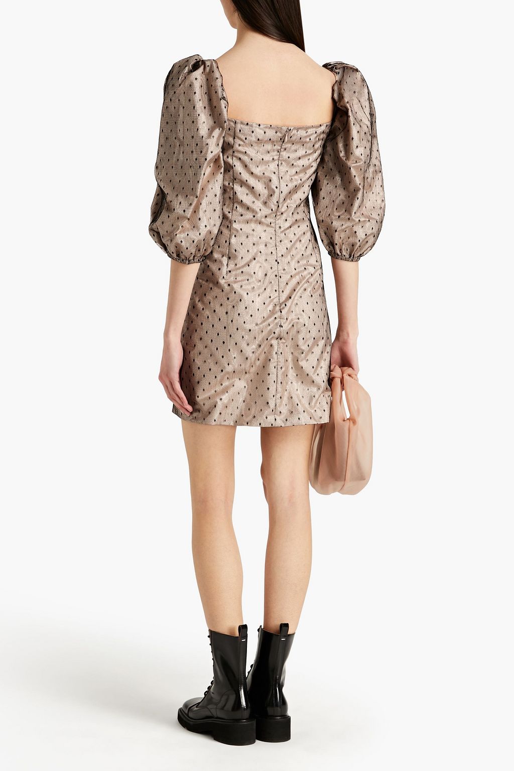 REDVALENTINO Bow-detailed point d'esprit and taffeta mini dress