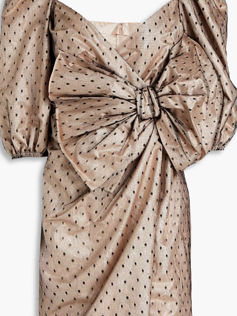bow-detailed point d'esprit and taffeta mini dress