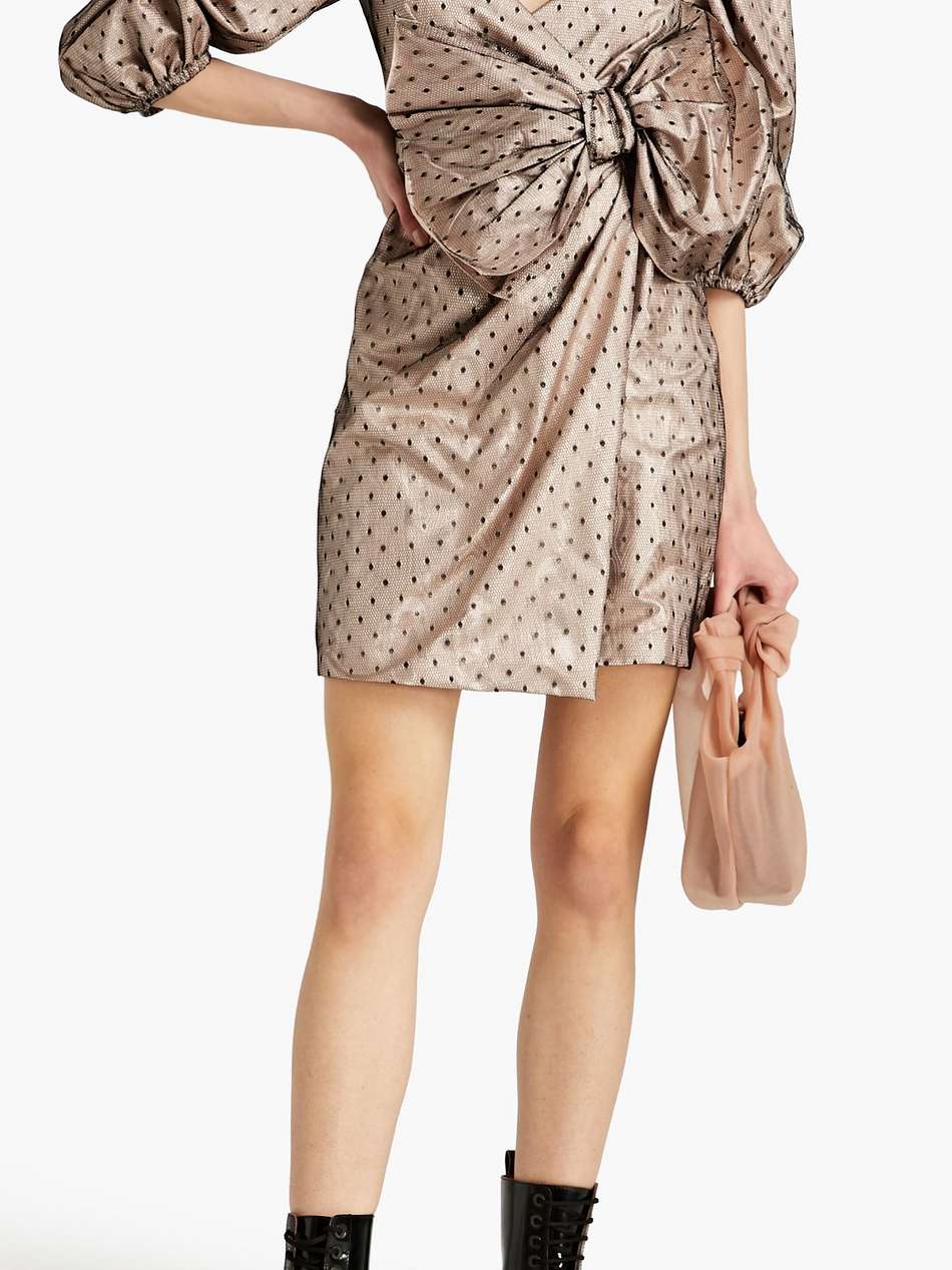 bow-detailed point d'esprit and taffeta mini dress