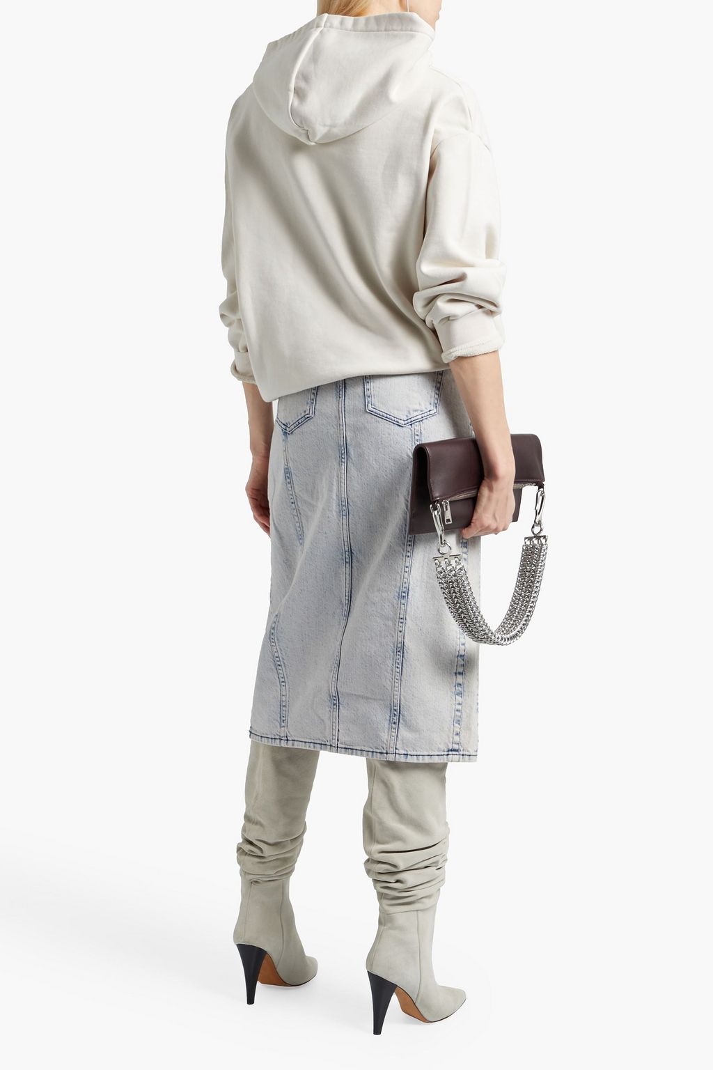 IRO Ulena bleached denim midi skirt