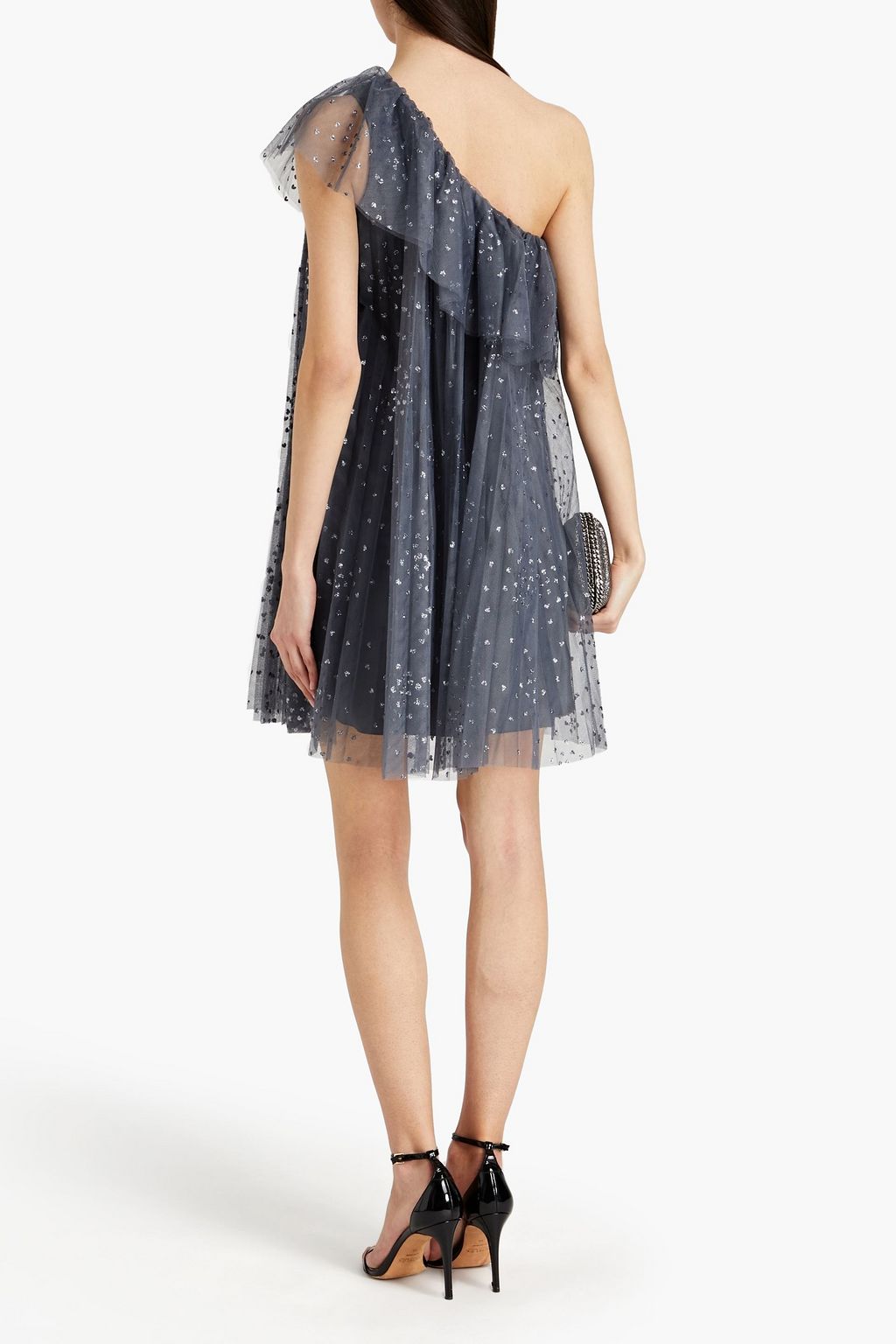REDVALENTINO チュール ミニワンピース ワンショルダー グリッター加工