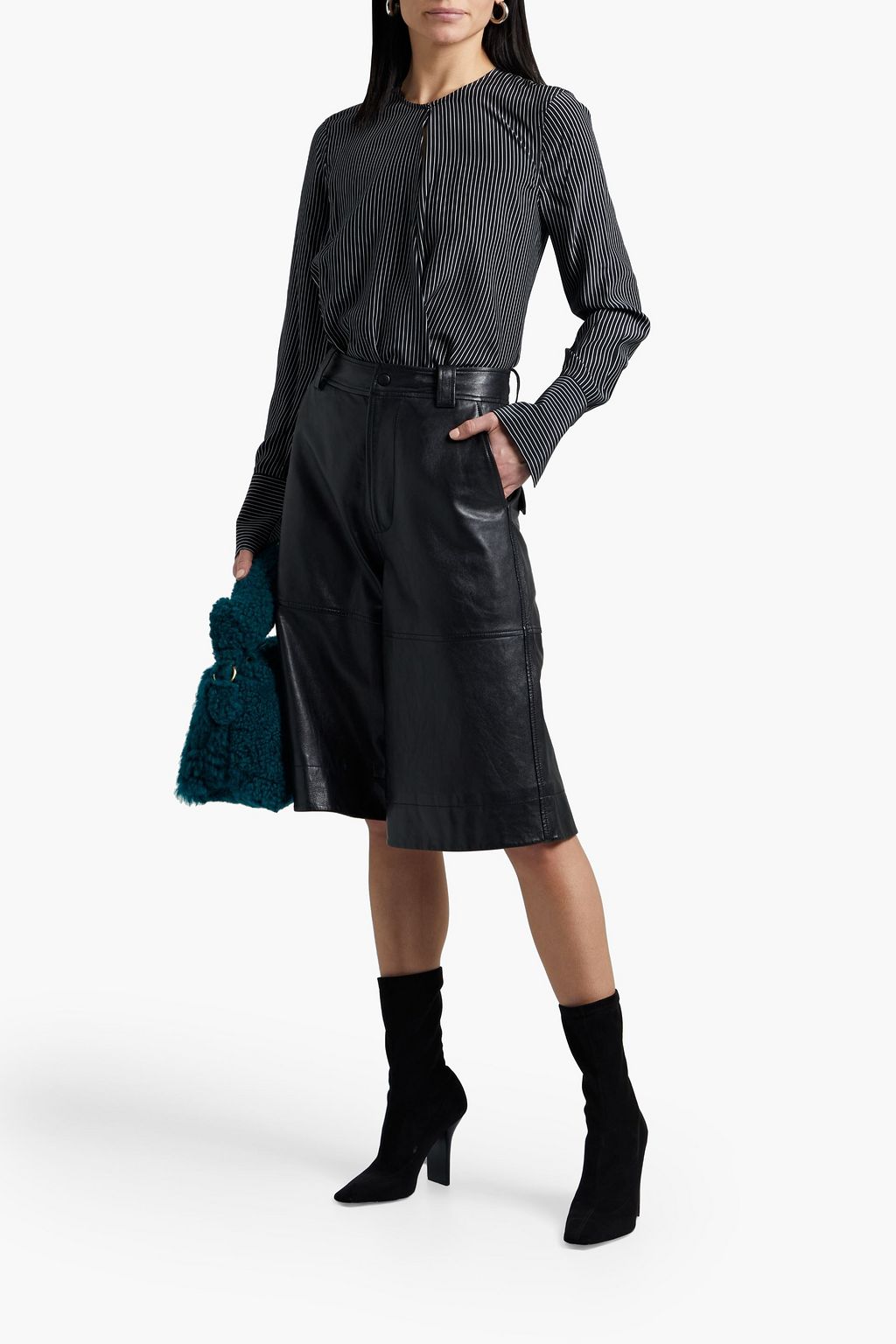 RAG & BONE Max draped striped silk crepe de chine shirt
