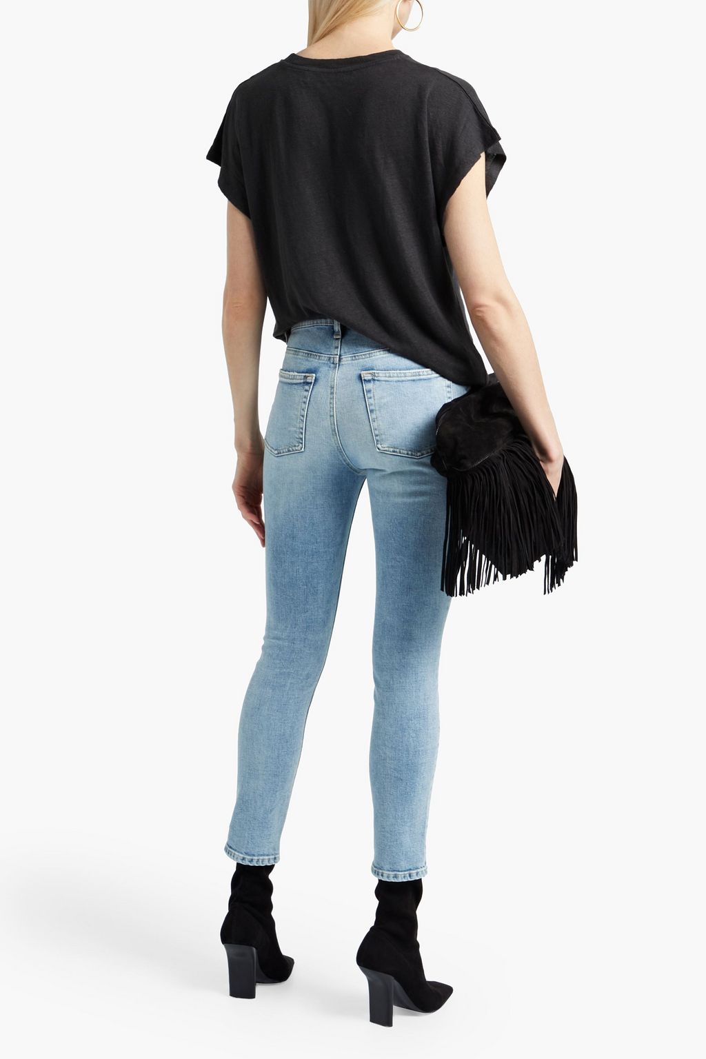 IRO Selka cropped faded high-rise skinny jeans