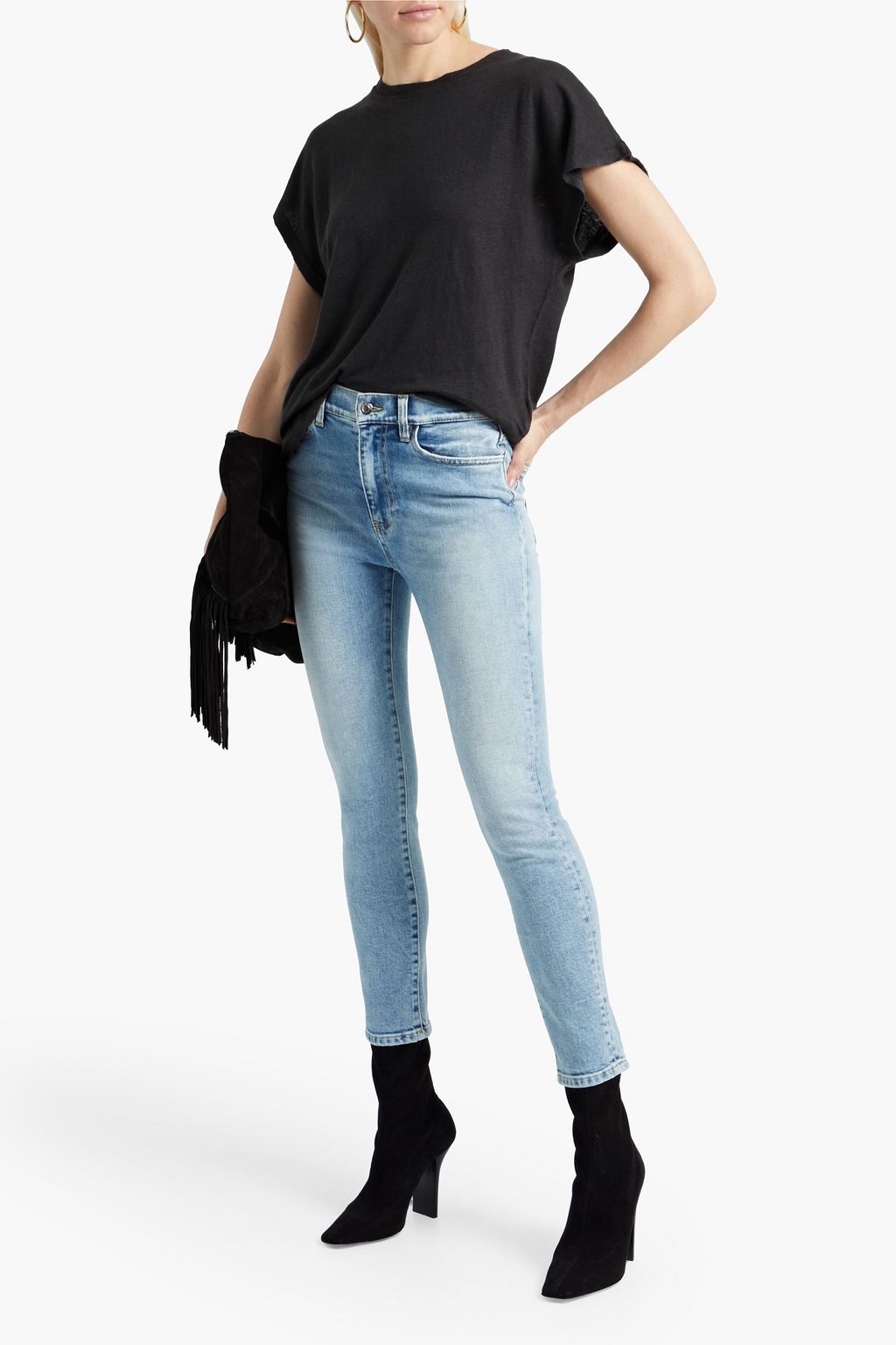 IRO Selka cropped faded high-rise skinny jeans