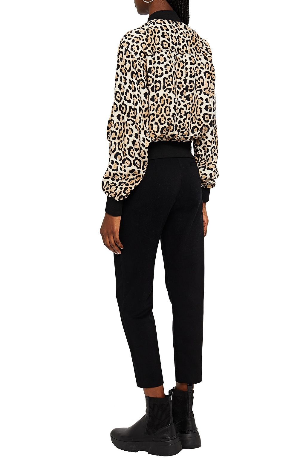 LOVE MOSCHINO Cropped embellished cotton-twill slim-leg pants