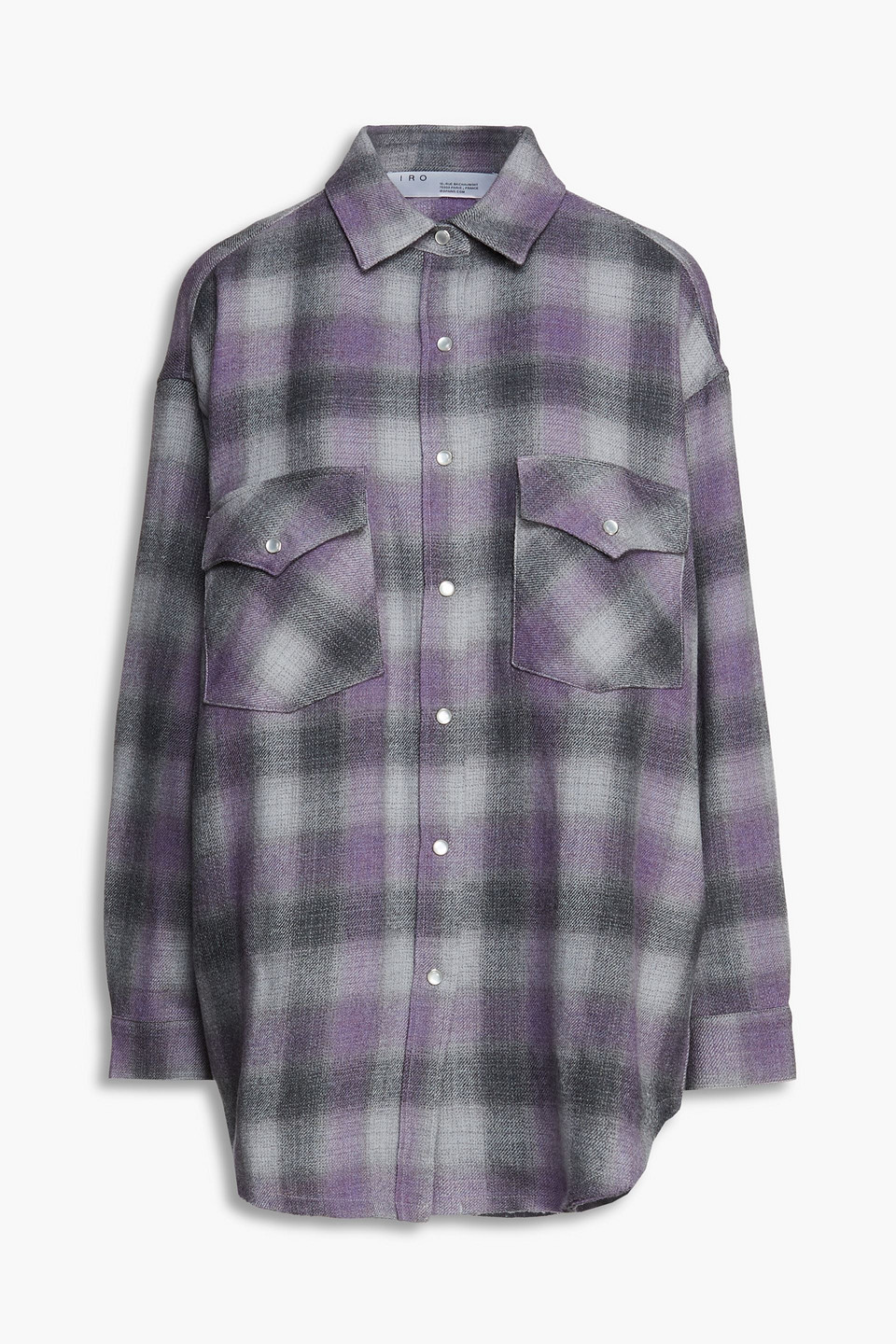 Iro Woman Gowest Oversized Checked Wool-flannel Shirt Lavender Size 38