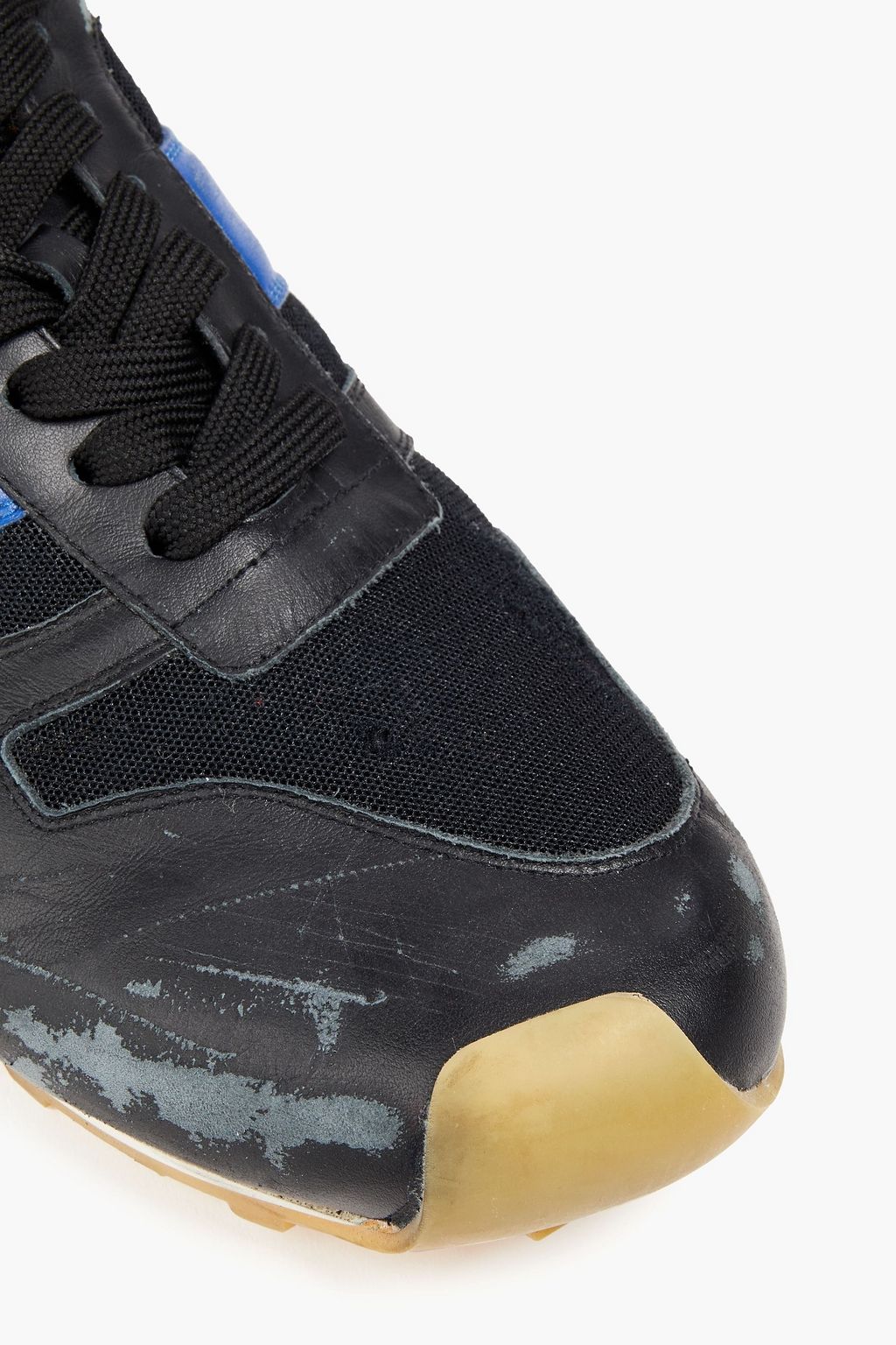 MARNI Distressed leather and mesh sneakers