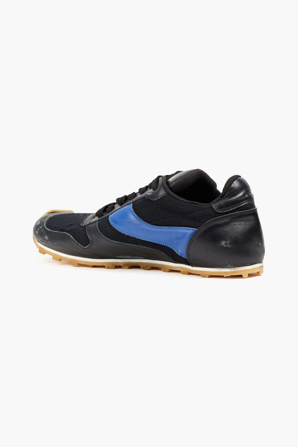 MARNI Distressed leather and mesh sneakers