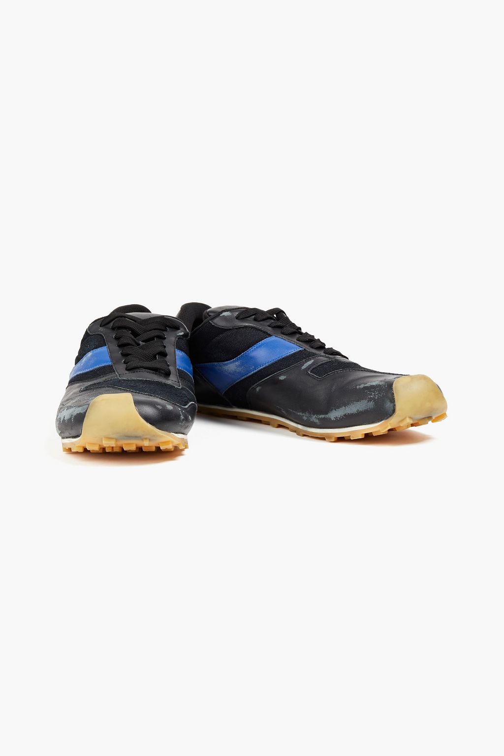 MARNI Distressed leather and mesh sneakers