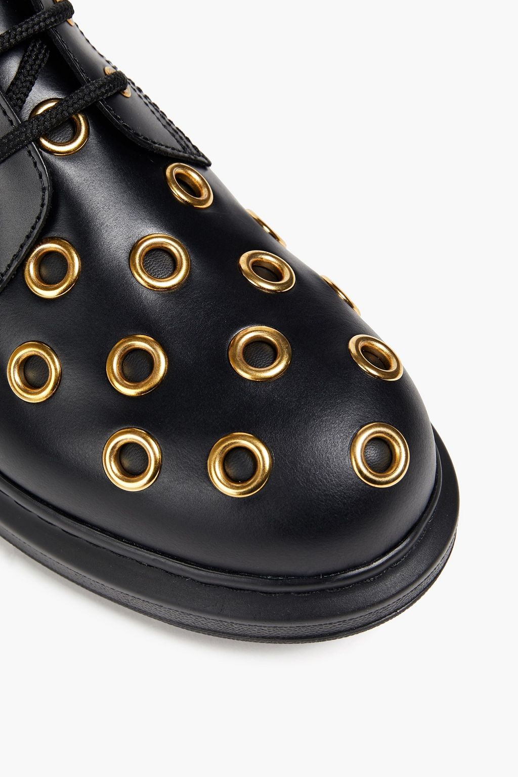 MCQUEEN Eyelet-embellished leather combat boots