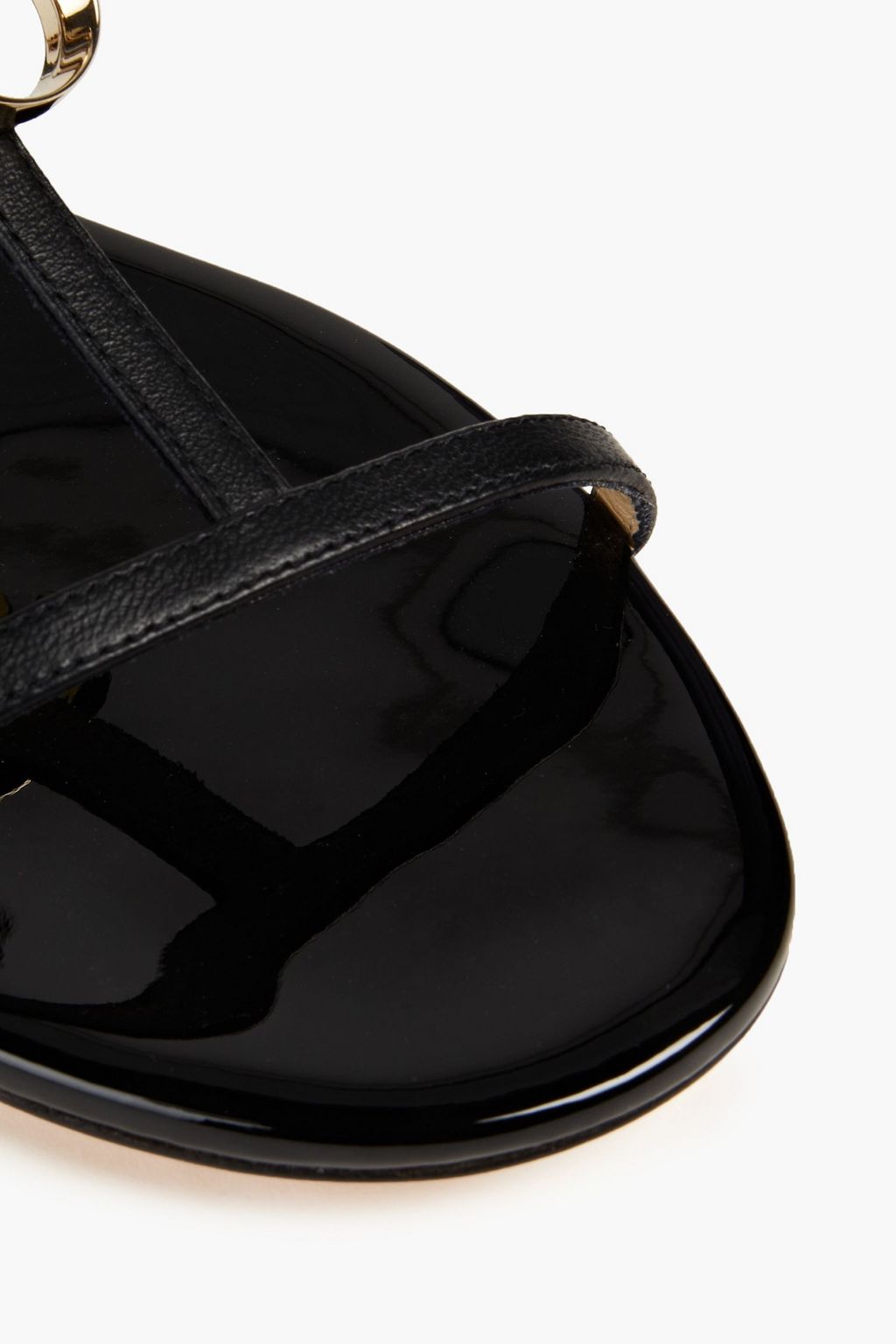 JIMMY CHOO Alodie Flat embellished patent-leather sandals