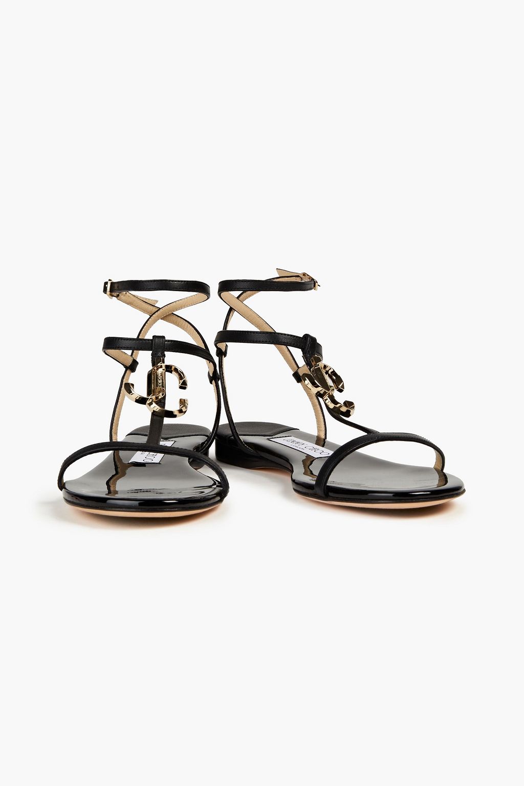 JIMMY CHOO Alodie Flat embellished patent-leather sandals