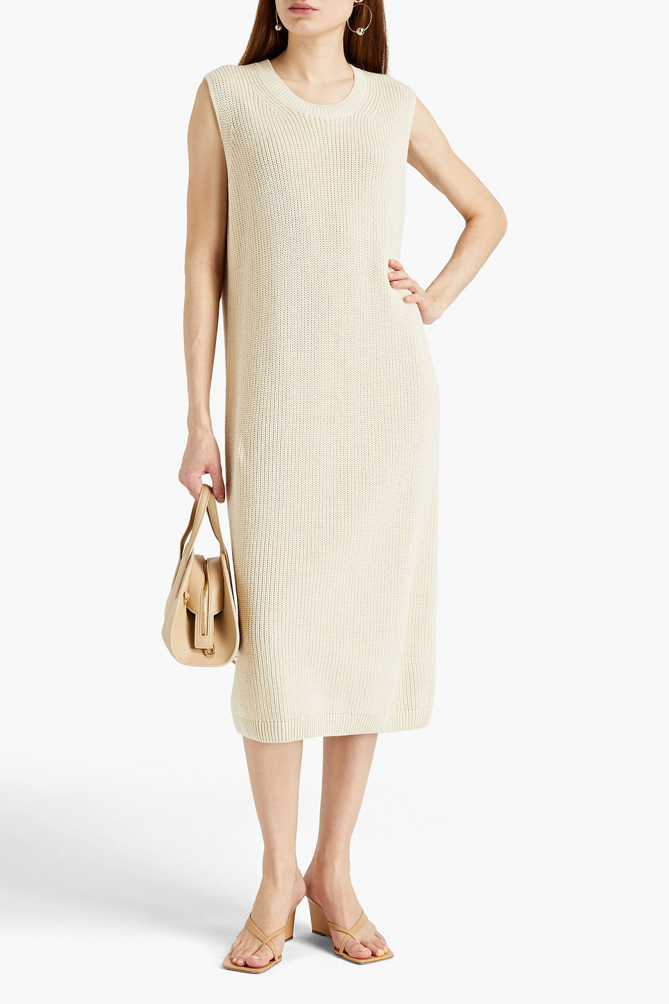 Joseph Dawson Ribbed Cotton Midi Dress In Ivory