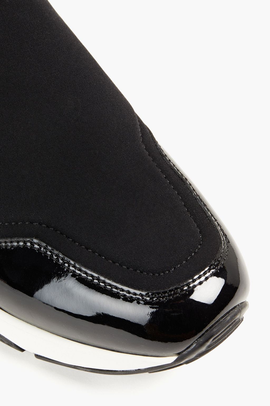 FERRAGAMO Giolly patent leather-trimmed neoprene sneakers