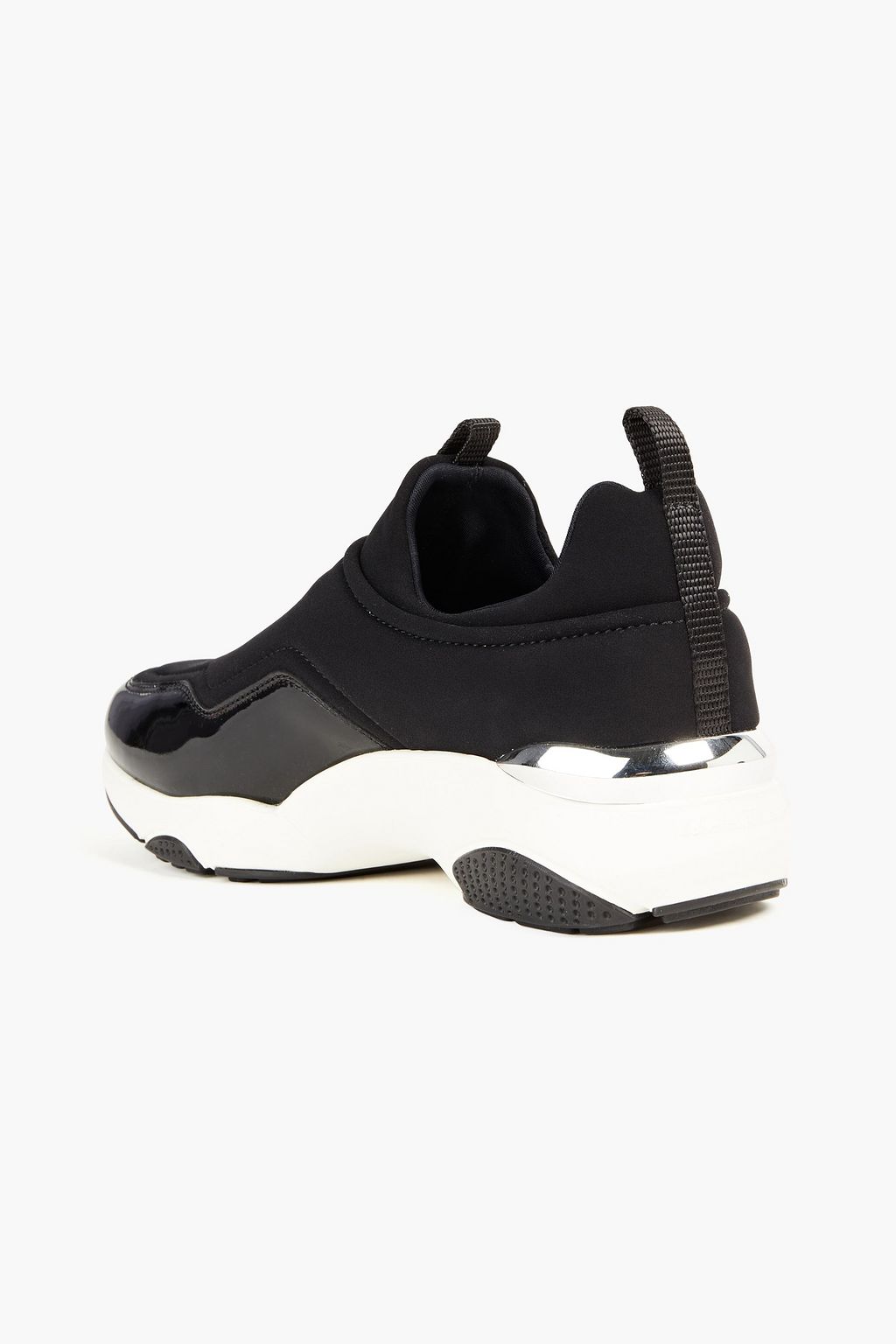 FERRAGAMO Giolly patent leather-trimmed neoprene sneakers