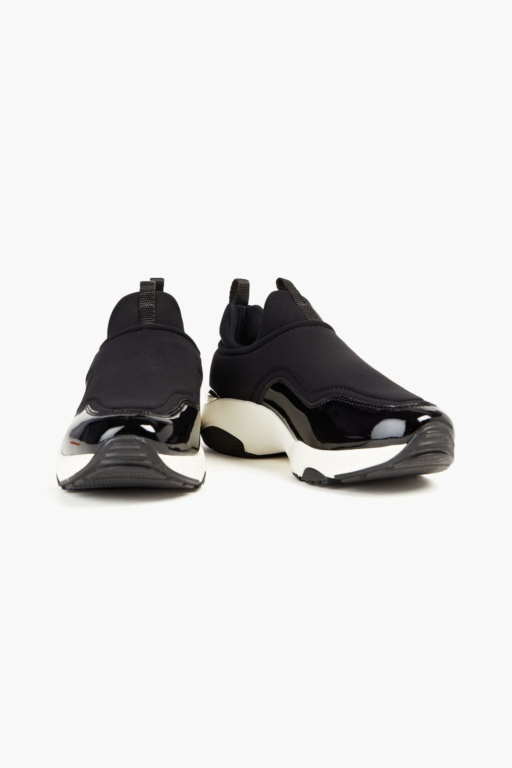 FERRAGAMO Giolly patent leather-trimmed neoprene sneakers