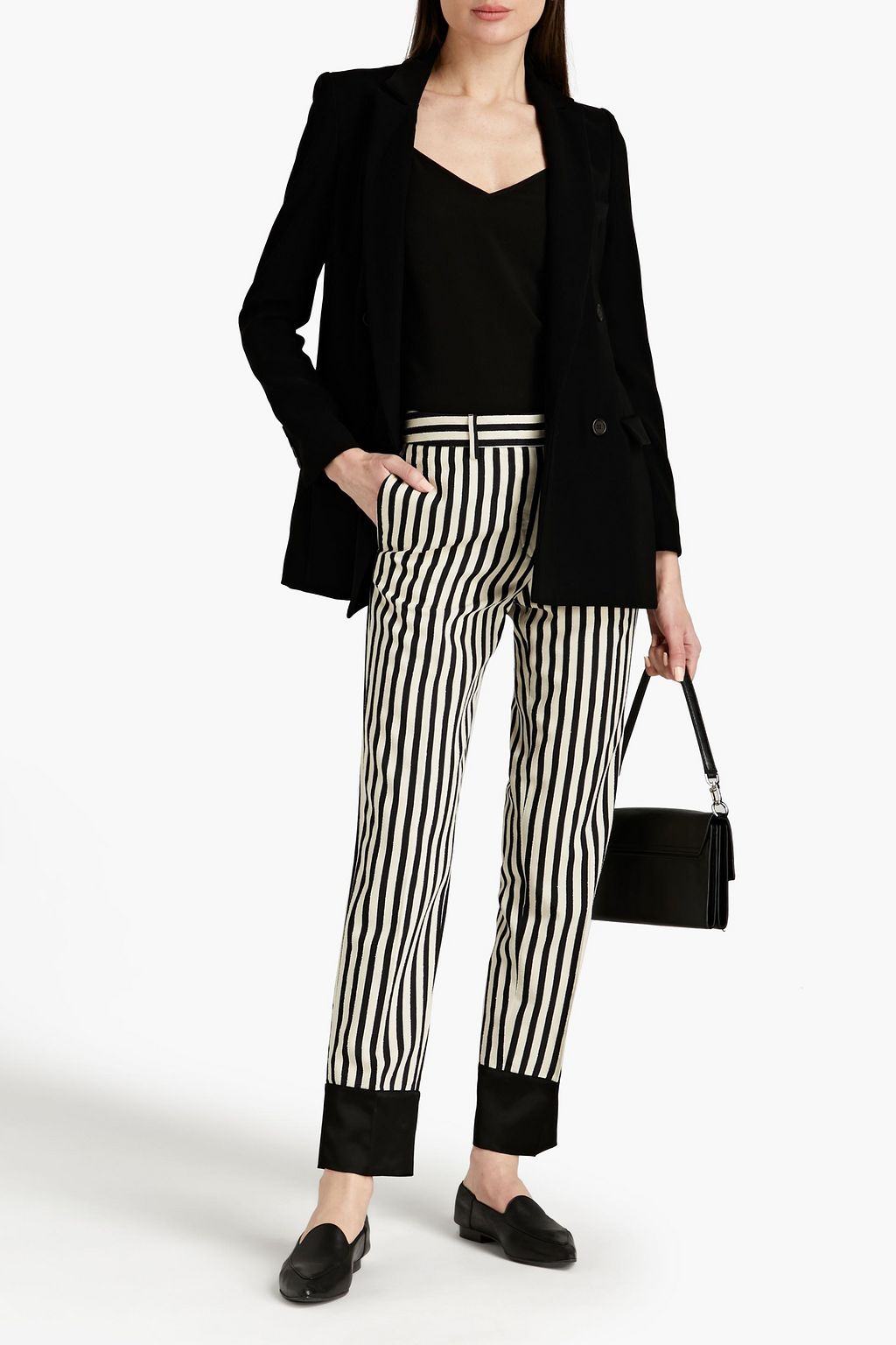 OFFICINE GÉNÉRALE Louise striped crepe straight-leg pants
