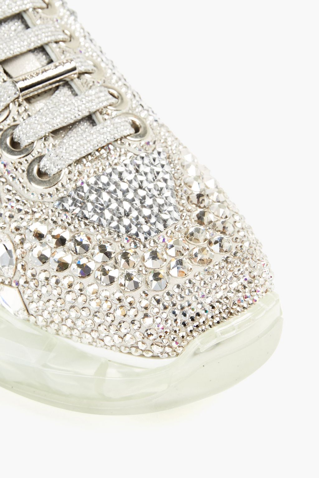 JIMMY CHOO Crystal-embellished leather sneakers