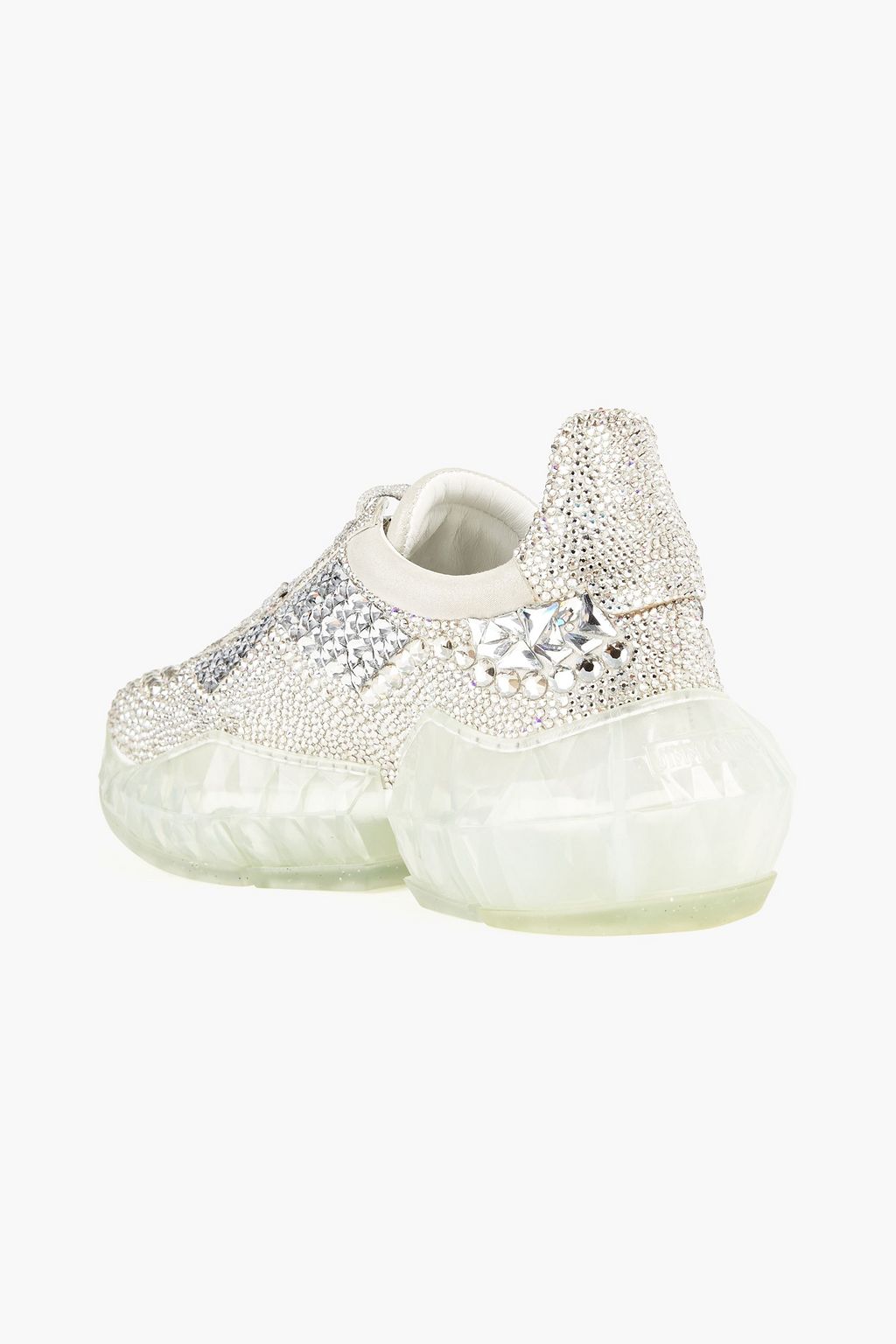 JIMMY CHOO Crystal-embellished leather sneakers