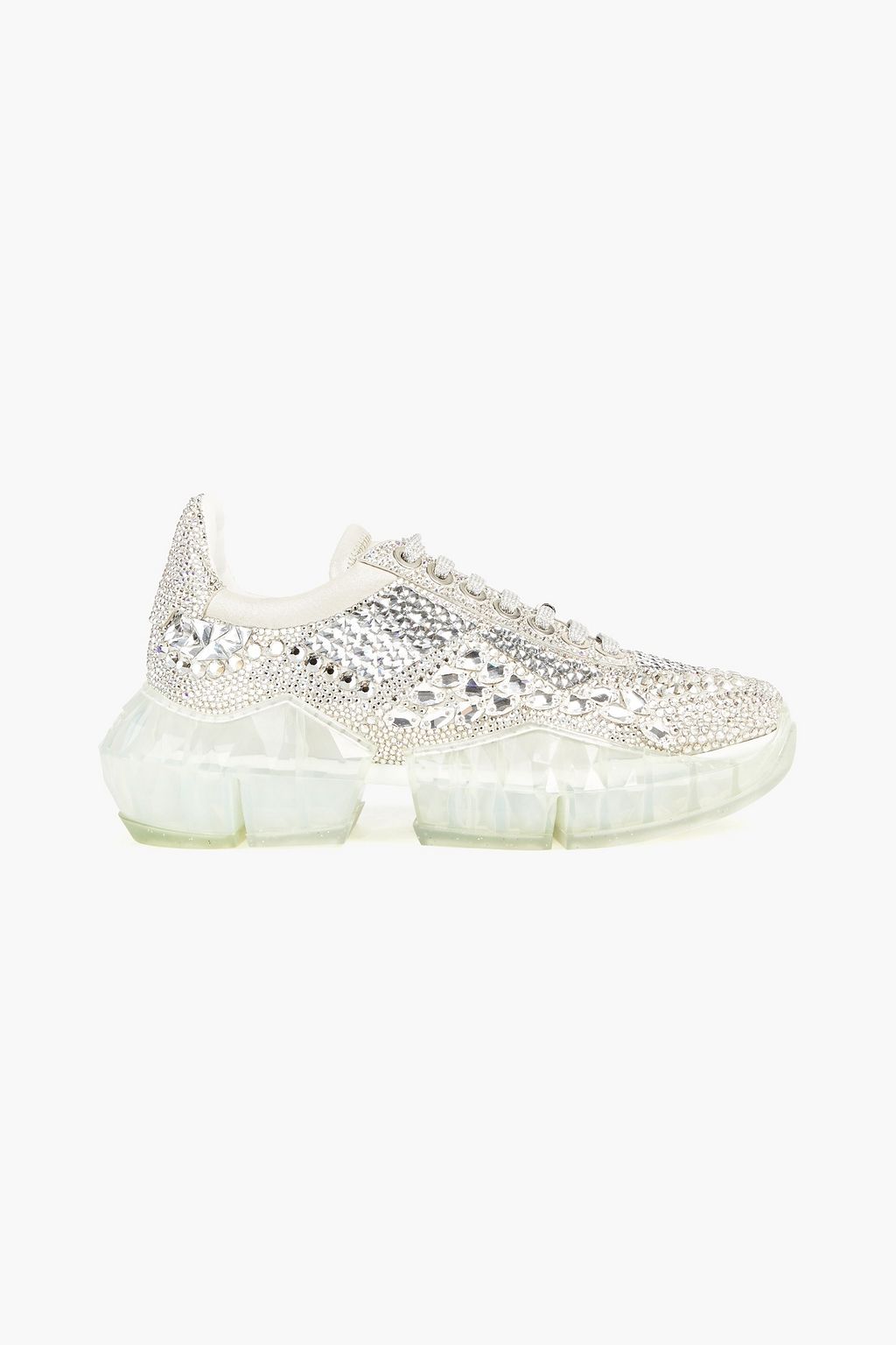 JIMMY CHOO Crystal embellished leather sneakers THE OUTNET