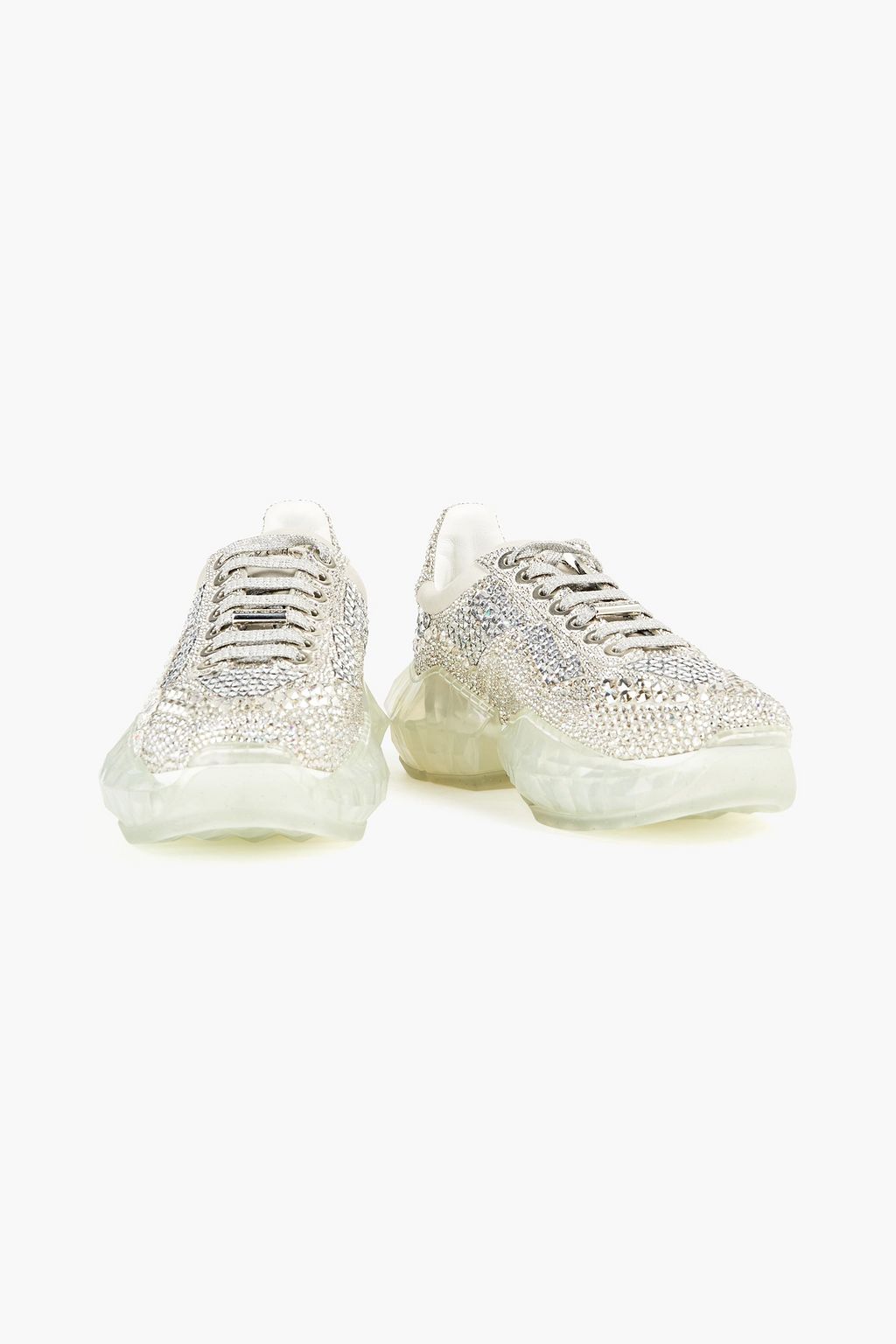 JIMMY CHOO Crystal-embellished leather sneakers