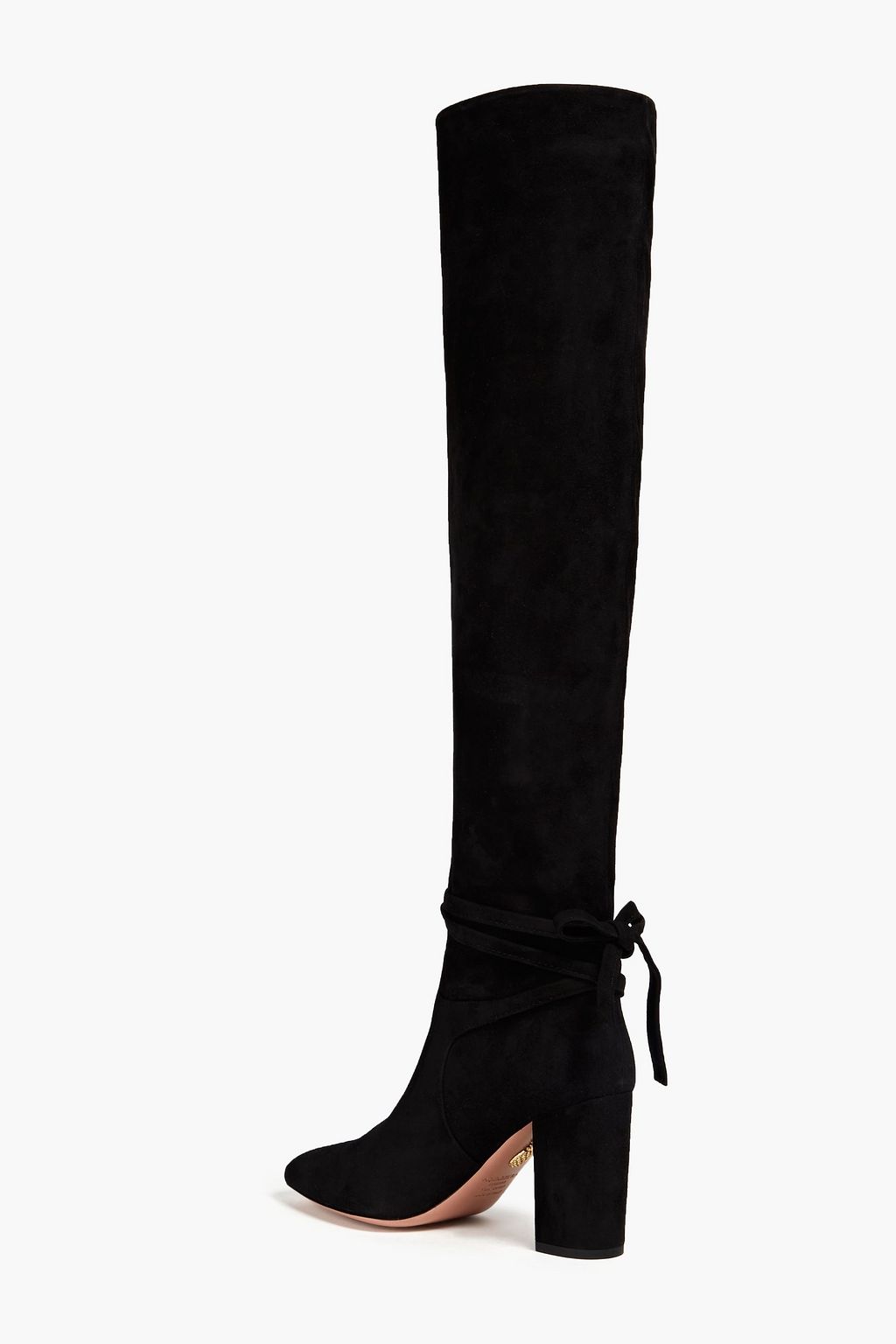 AQUAZZURA Milano 85 bow-detailed suede over-the-knee boots