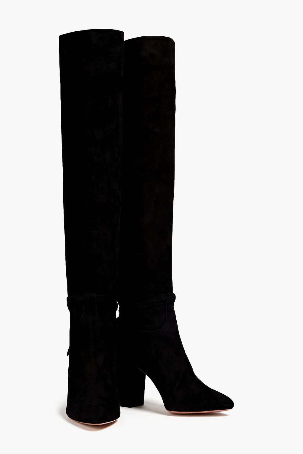 AQUAZZURA Milano 85 bow-detailed suede over-the-knee boots