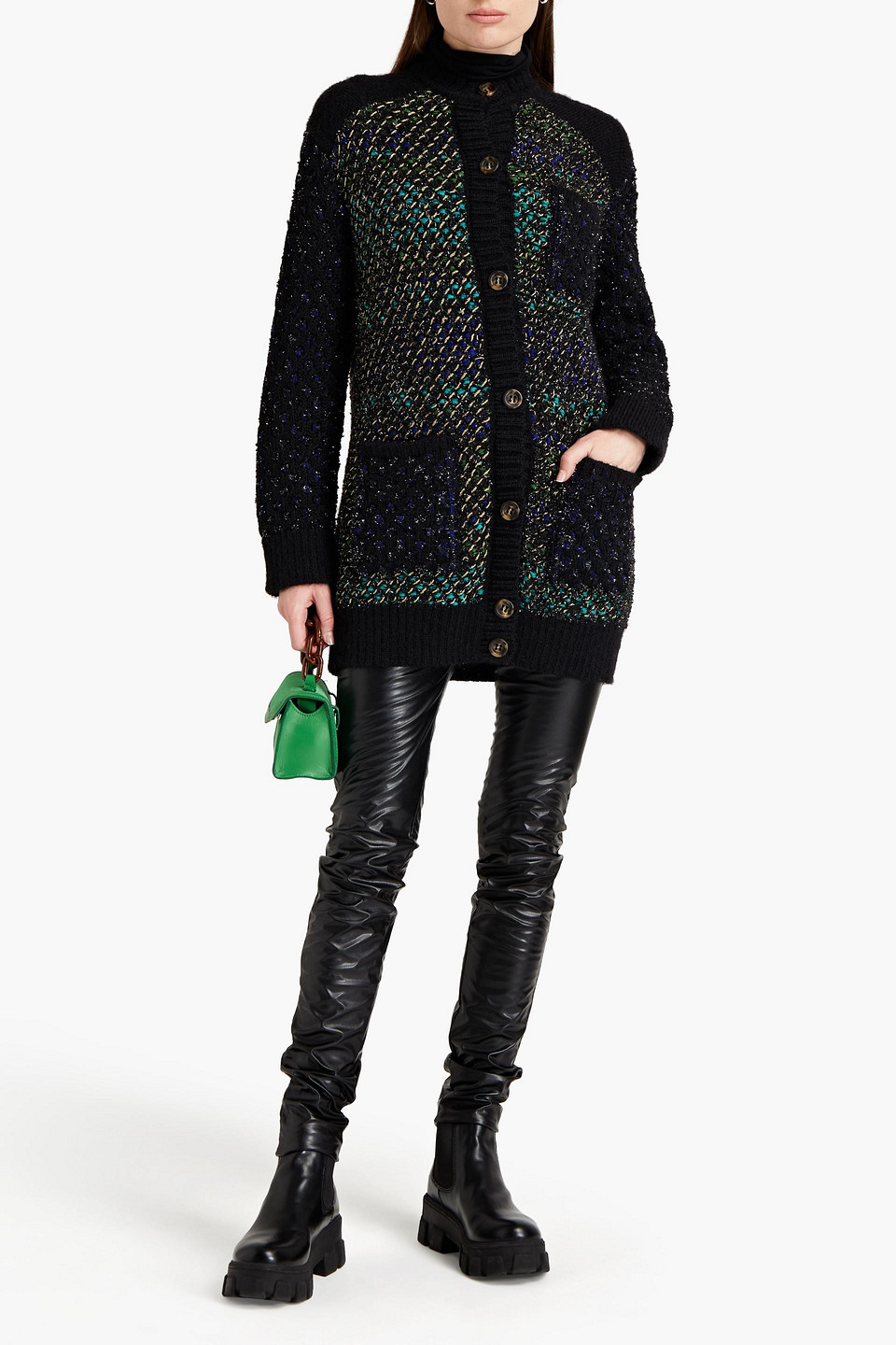 M Missoni Metallic Jacquard-knit Coat In Black