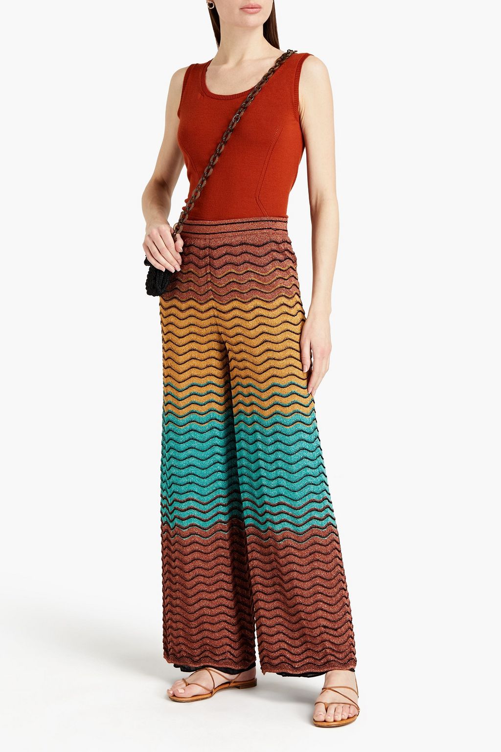 M MISSONI Metallic knitted wide-leg pants