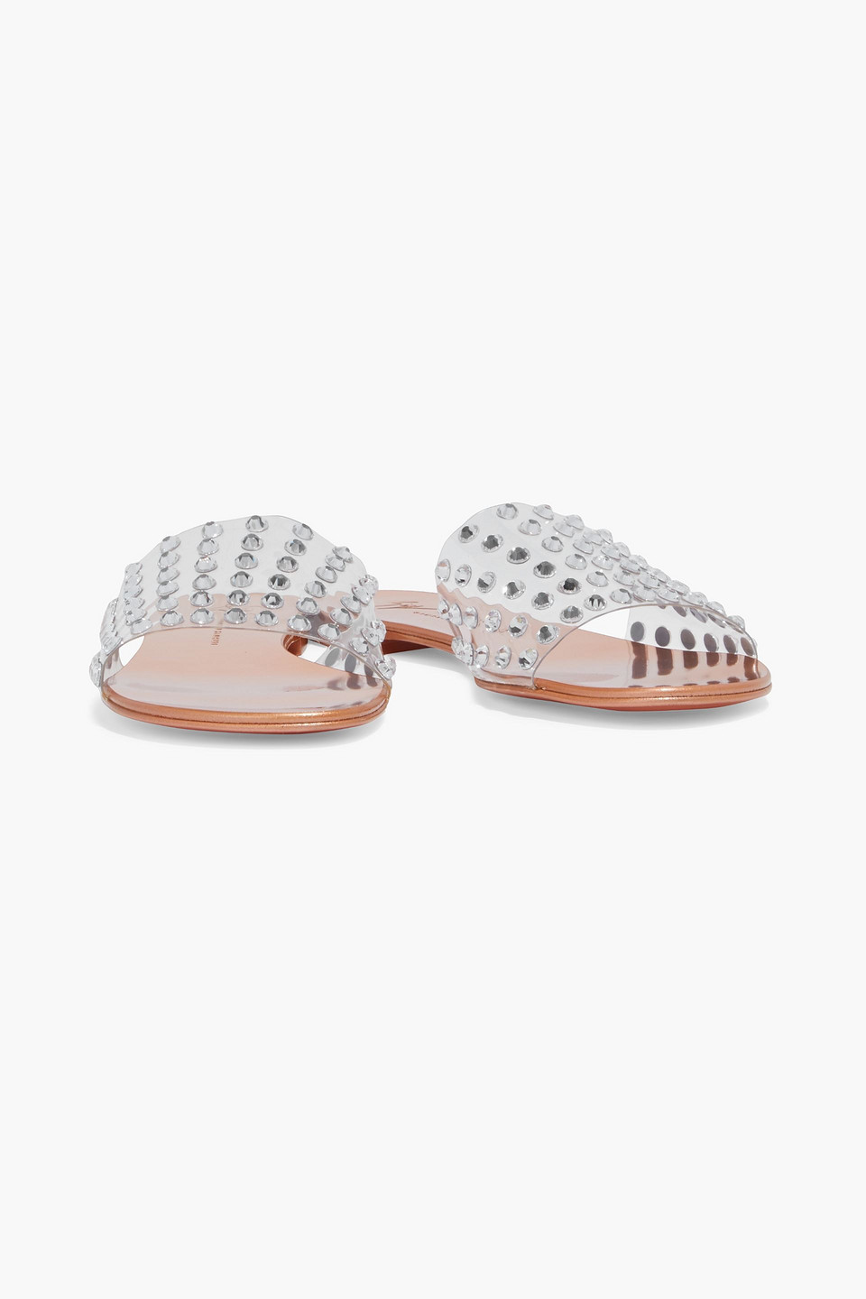 Giuseppe Zanotti Vinilie Crystal-embellished Pvc Slides In Clear