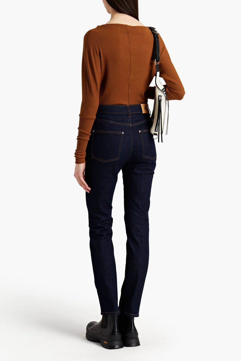 ENZA COSTA Off-the-shoulder ribbed Modal-blend sweater