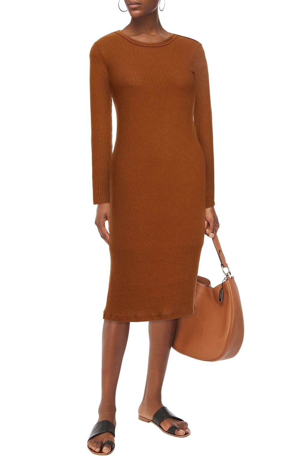ENZA COSTA Ribbed modal-blend midi dress