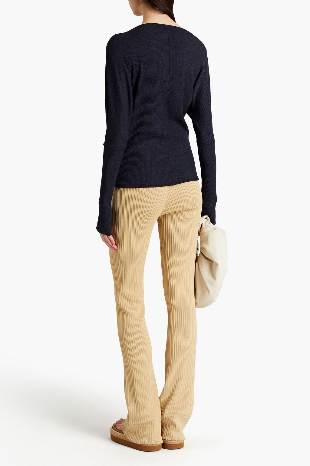 ENZA COSTA Off-the-shoulder ribbed Modal-blend sweater
