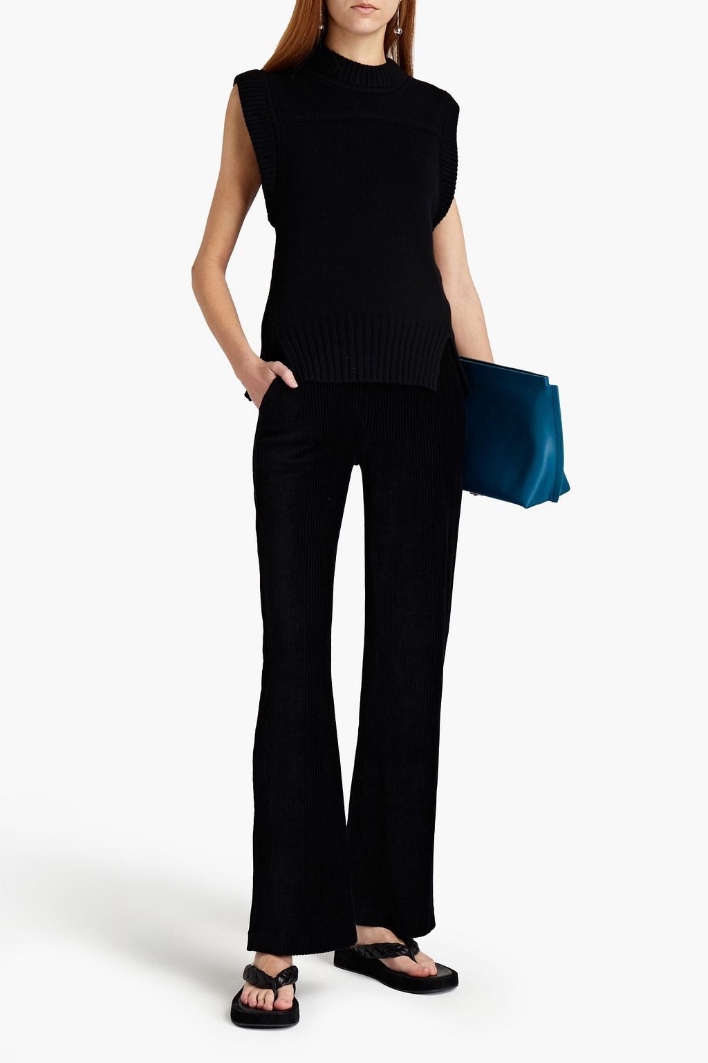 MAJESTIC FILATURES Ribbed cotton-blend velvet straight-leg pants