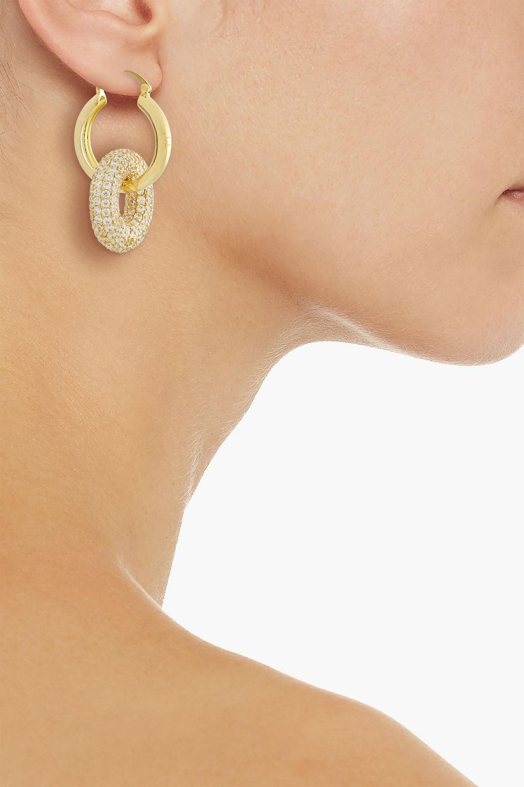 CZ BY KENNETH JAY LANE Gold-tone crystal hoop earrings