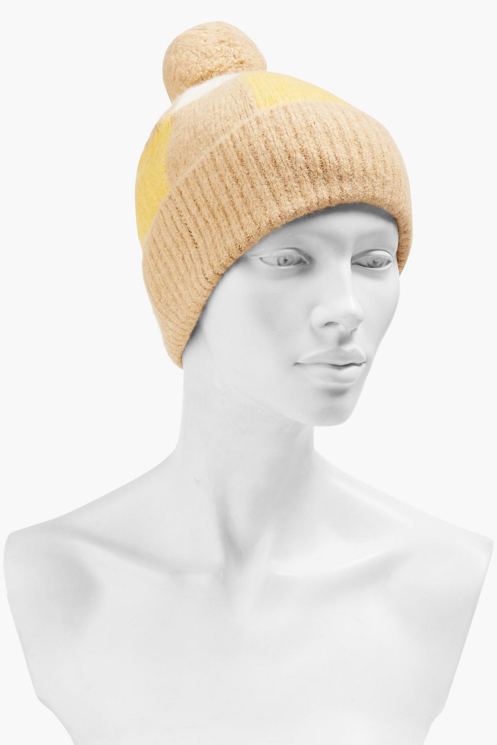 TORY BURCH Checked knitted beanie