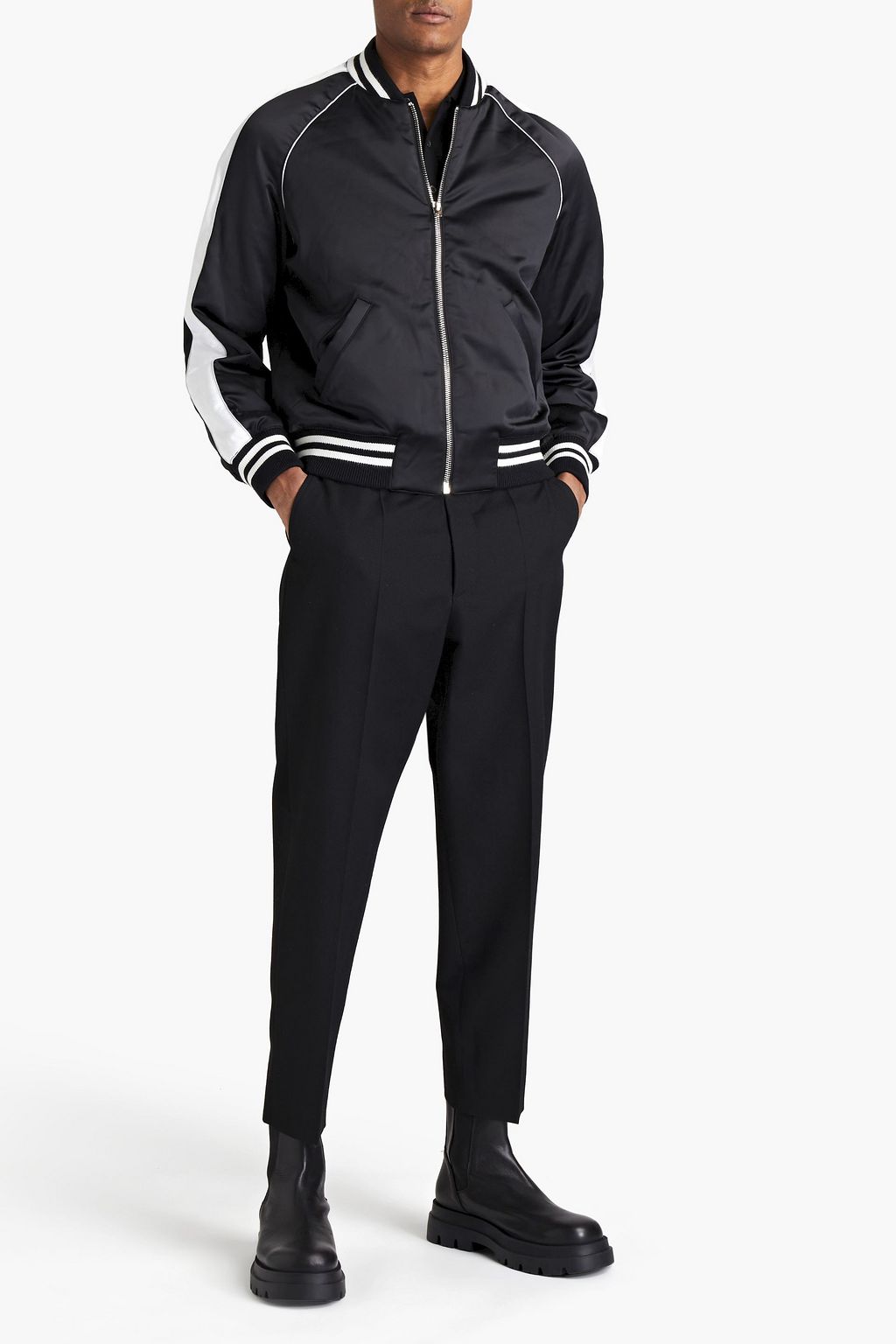 IRO Skop embellished striped shell bomber jacket