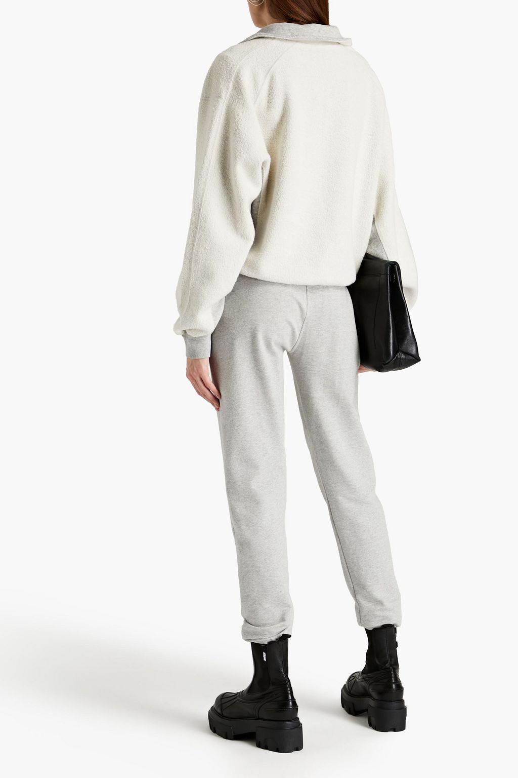 HELMUT LANG Jersey-paneled cotton-blend fleece sweatshirt