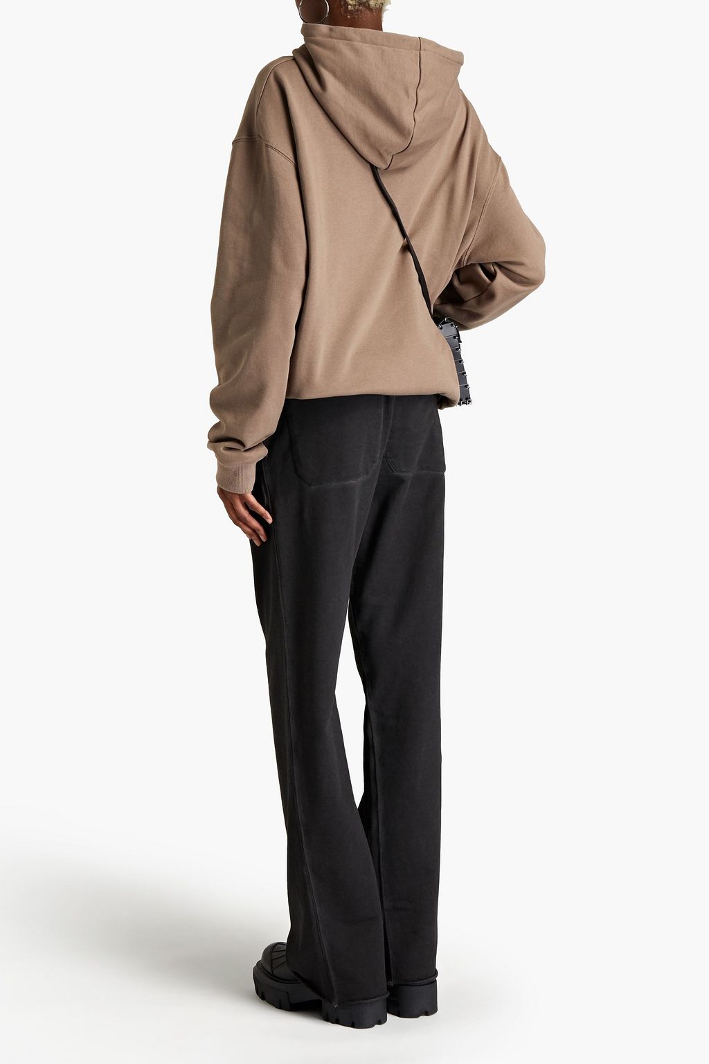 HELMUT LANG Logo-embroidered faded French cotton-terry track pants