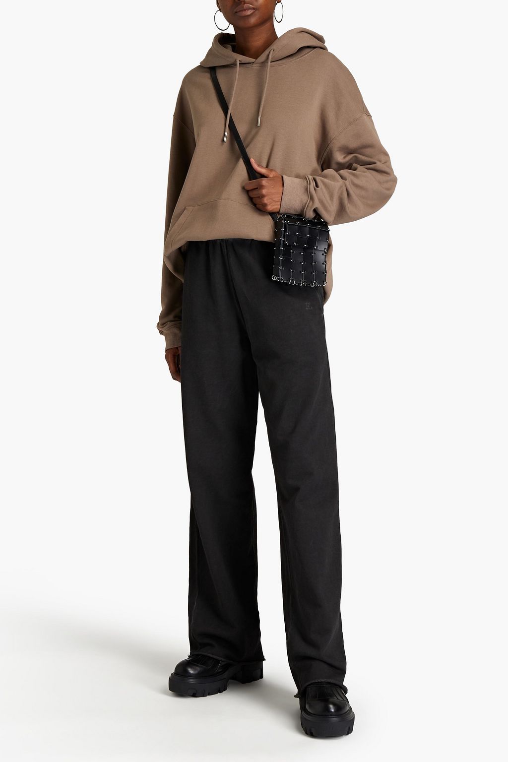 HELMUT LANG Logo-embroidered faded French cotton-terry track pants
