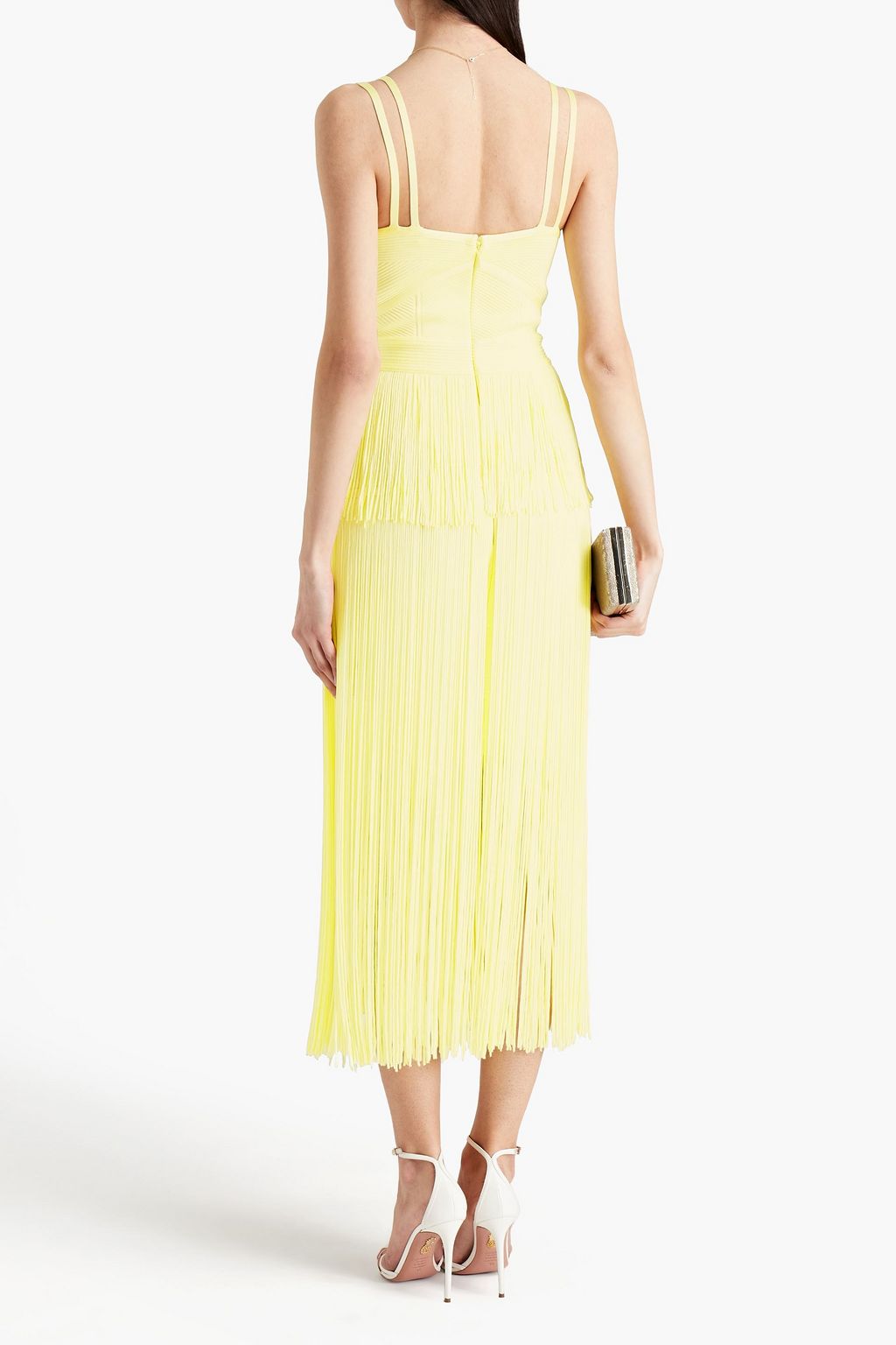 HERVÉ LÉGER Fringed bandage midi dress