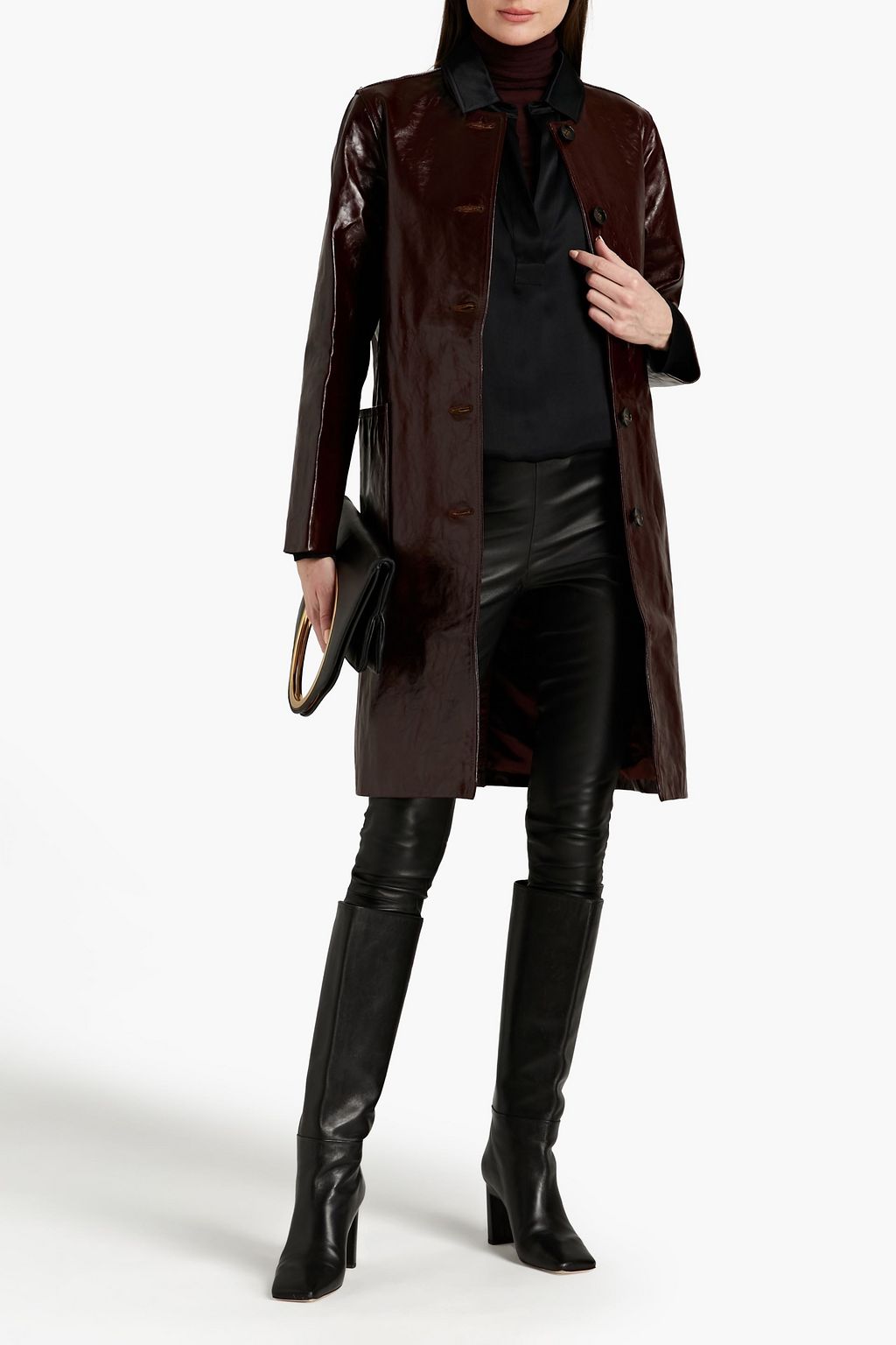 OFFICINE GÉNÉRALE Estelle cracked leather coat