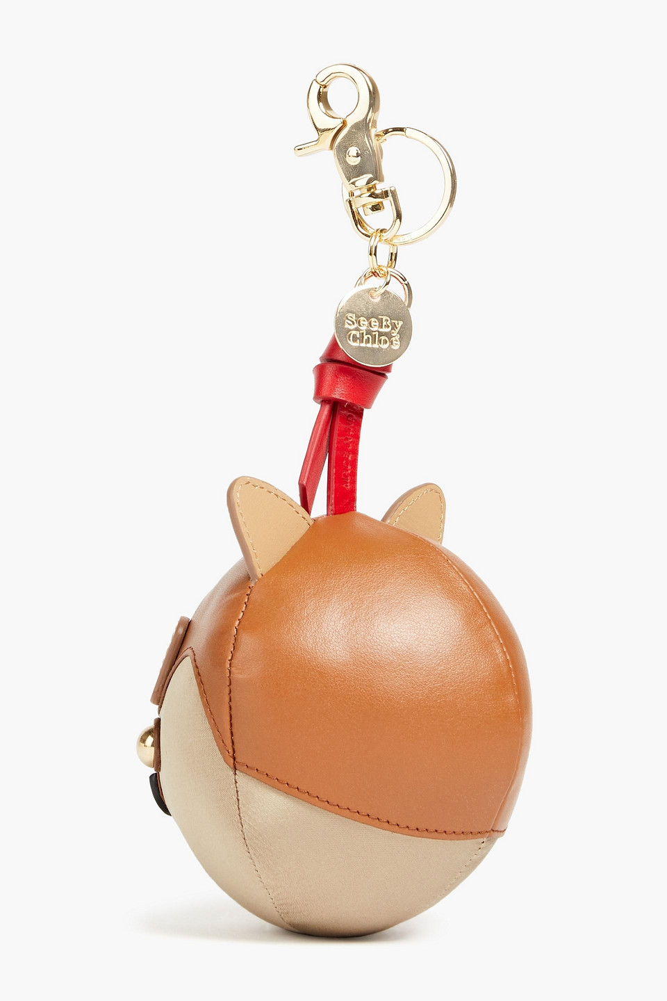 See By Chloé Leather And Satin-twill Keychain In Gold