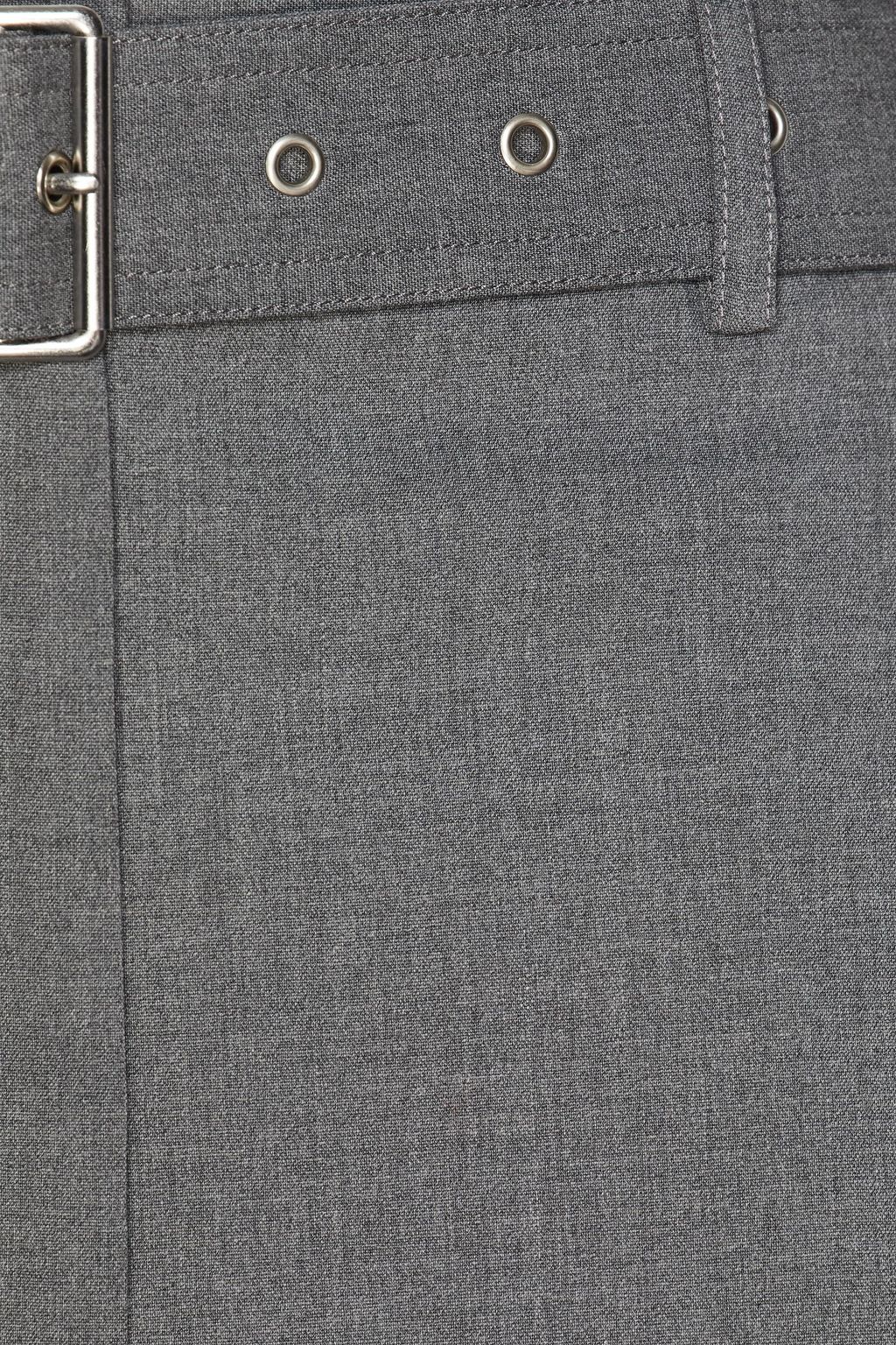 HELMUT LANG Belted wool-blend crepe midi skirt
