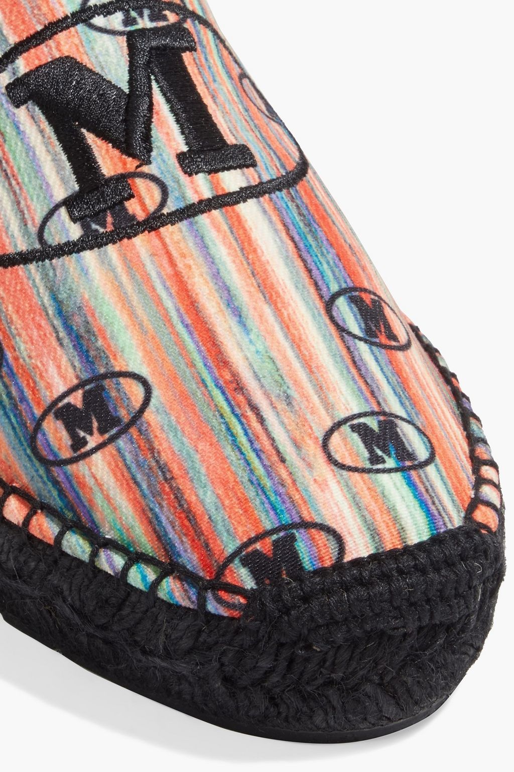 M MISSONI Embroidered logo-print twill espadrilles