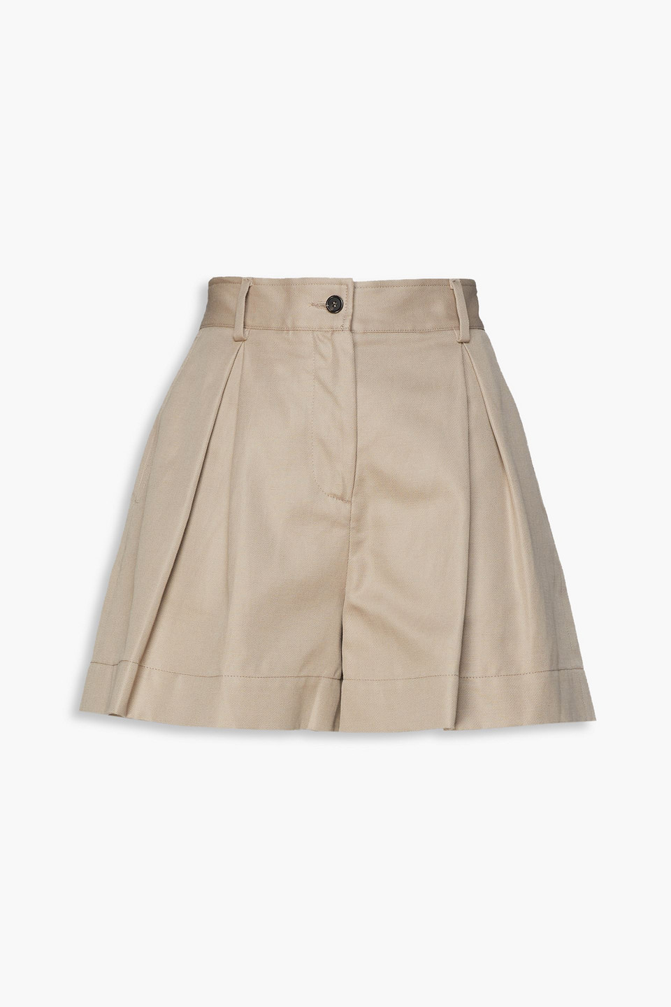 Msgm Woman Pleated Cotton-twill Shorts Mushroom Size 38