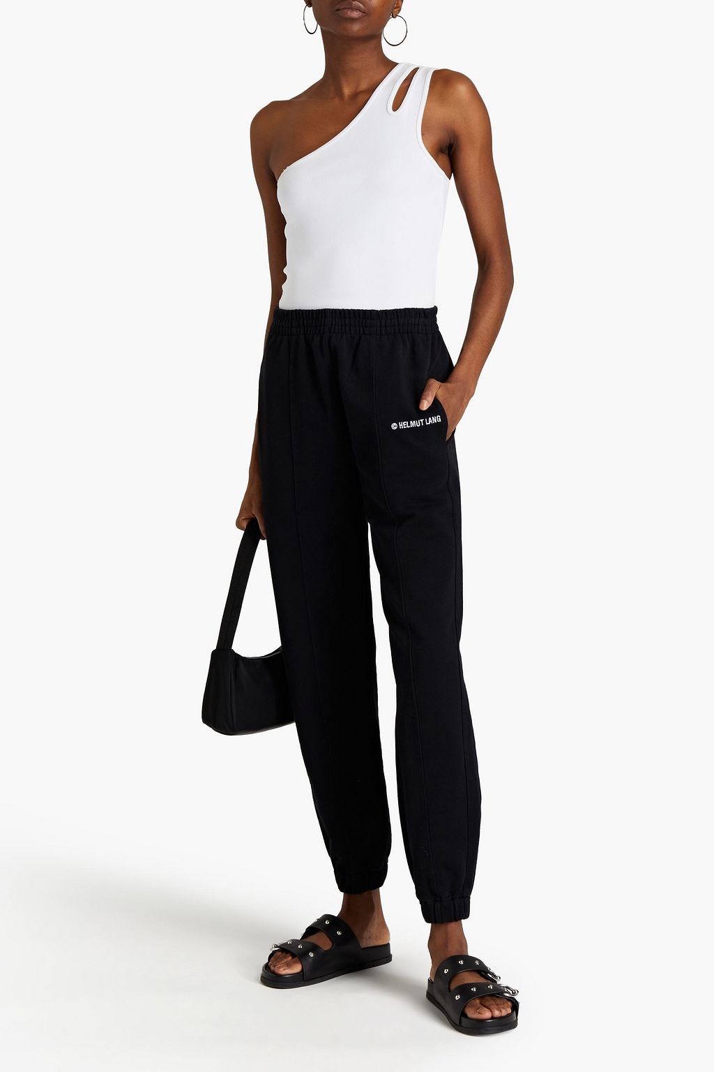 HELMUT LANG Logo-embroidered French cotton-terry track pants